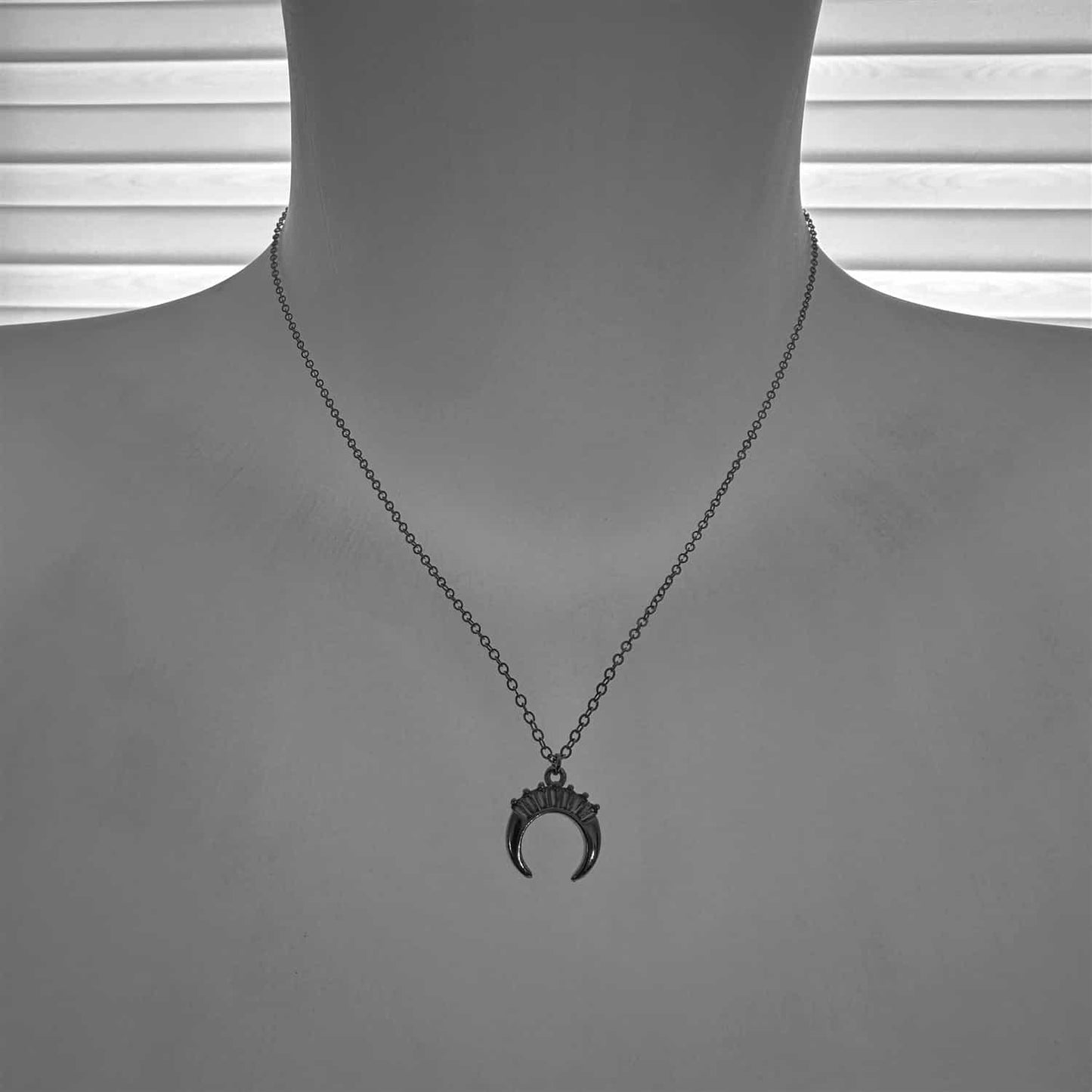 Khonsu Crescent Moon Charm Necklace in Gold