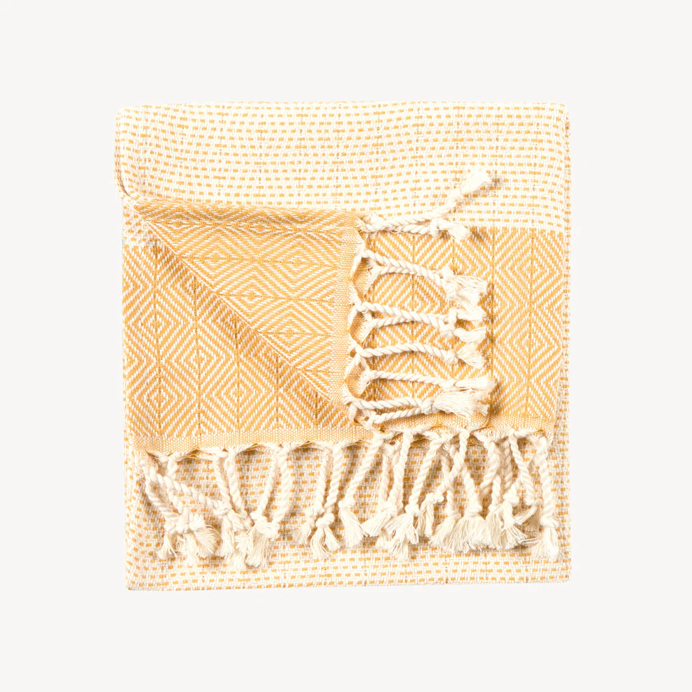 Lined Diamond Hand Towel - Gold