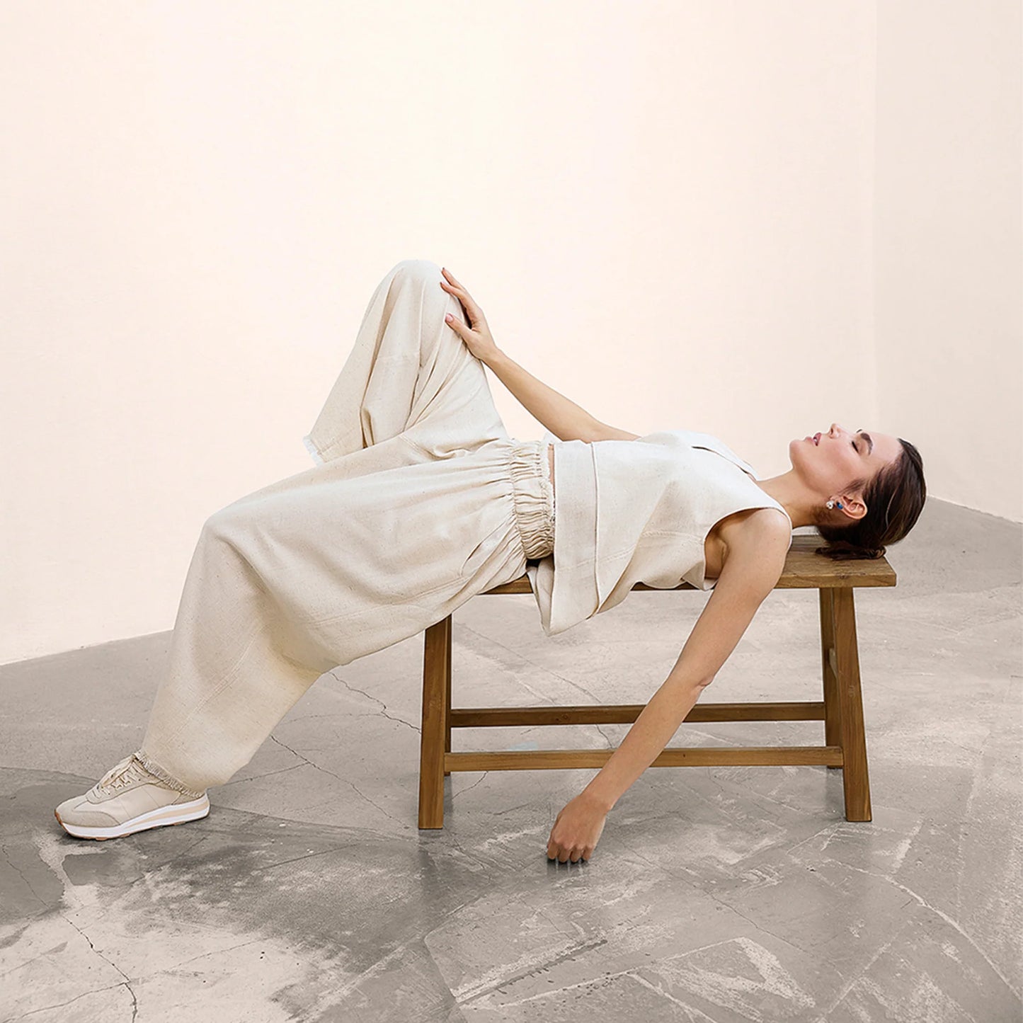 Linen-Cotton Palazzo Pants - Natural