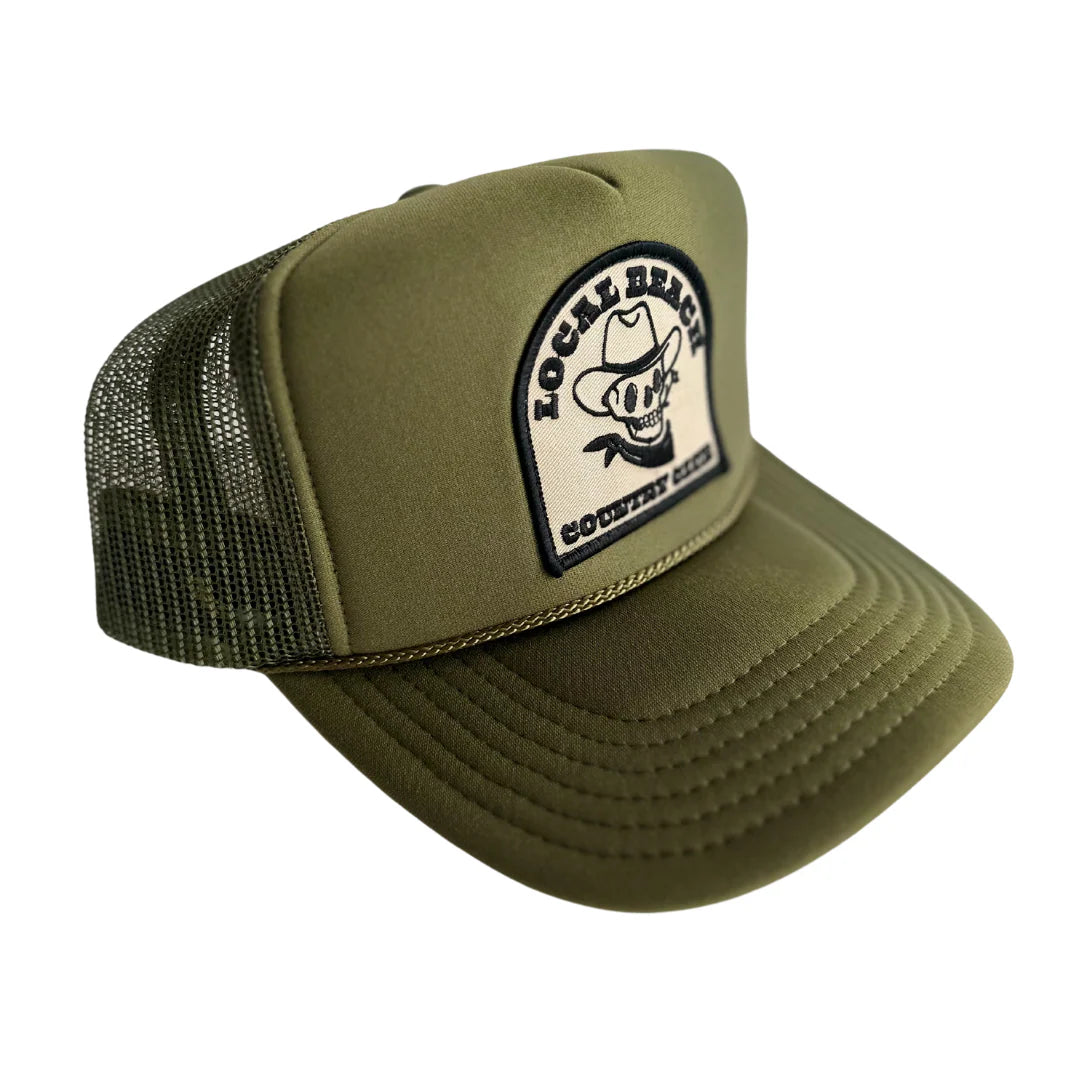 Local Beach Country Club Trucker Hat - Dark Olive