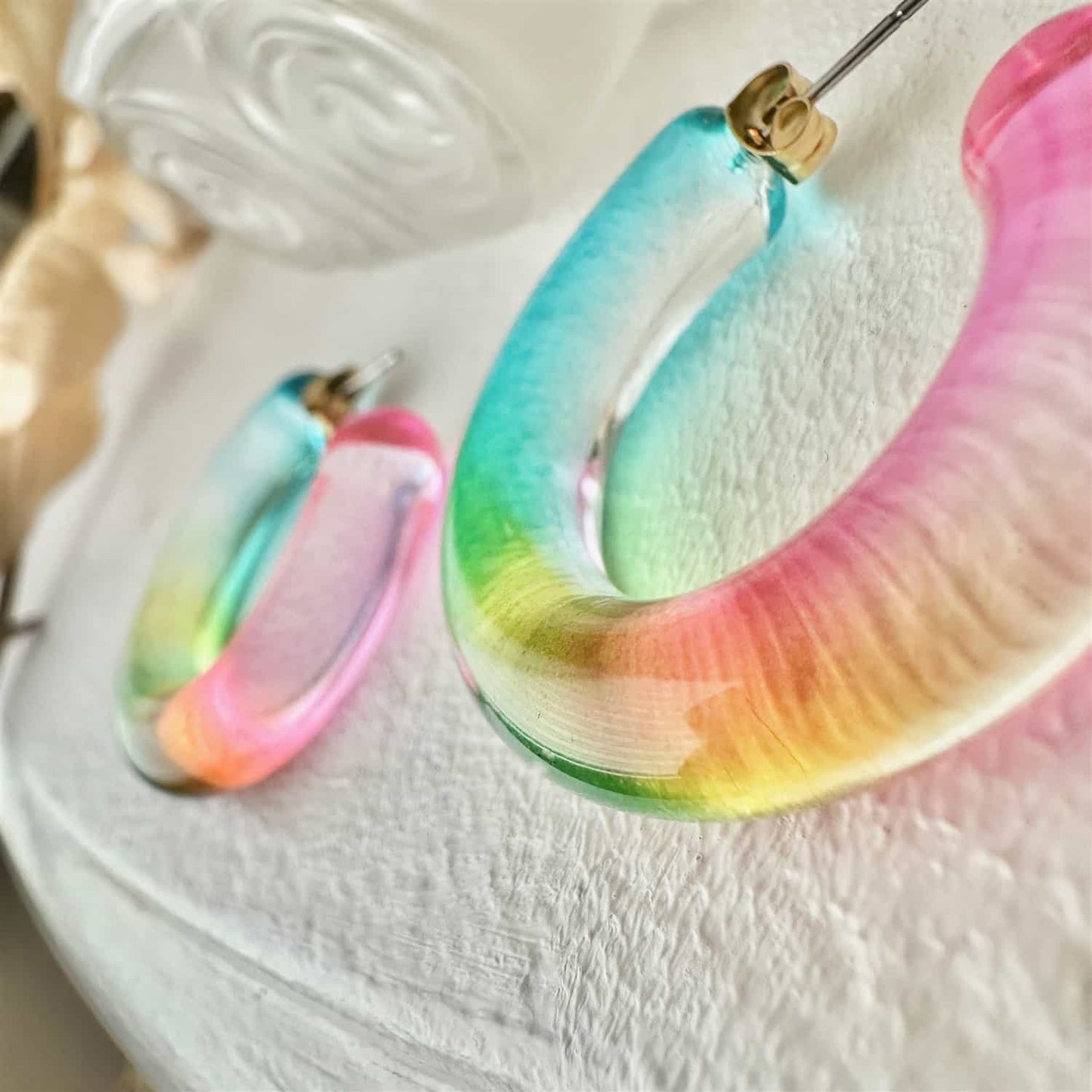 Lolli Chunky Rainbow Acrylic Hoop Earrings