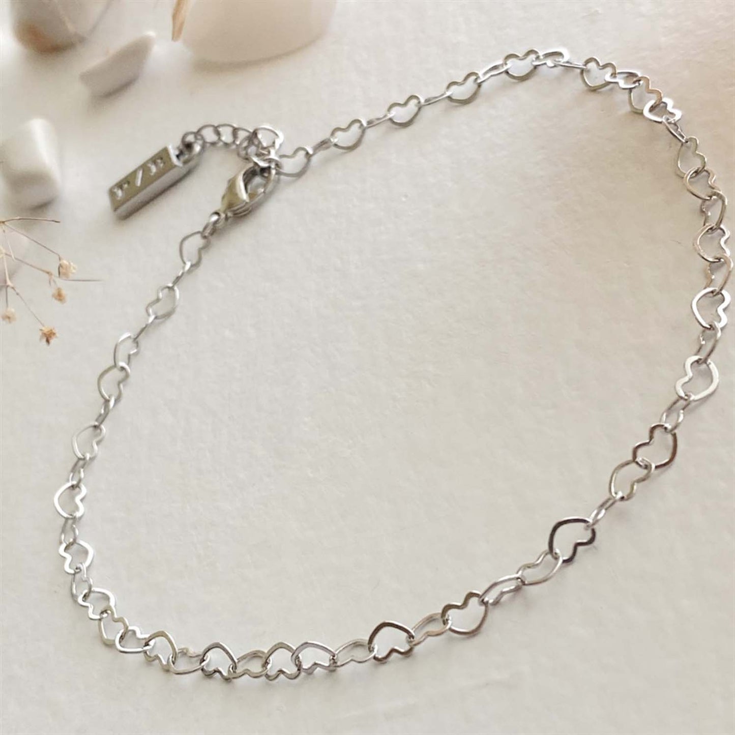 Love Bites Tiny Heart Chain Necklace in Silver