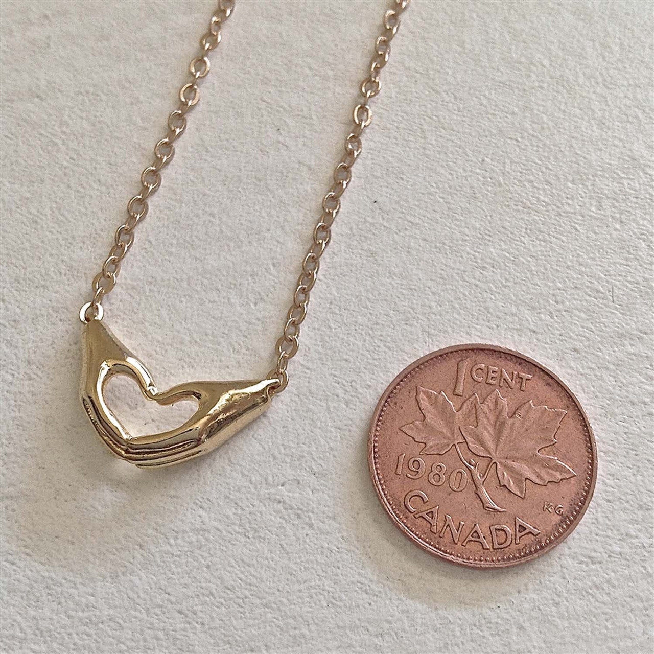 Love Hands Charm Necklace - Gold