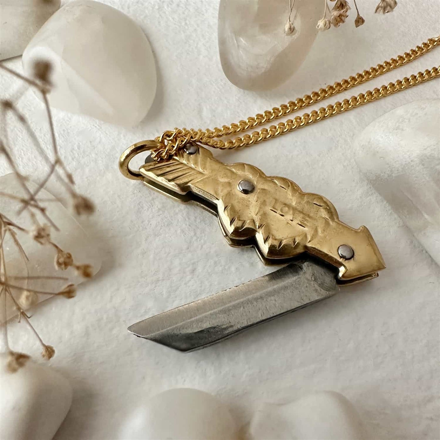 Love Hurts - Hearts and Arrow Pocket Knife Charm Necklace