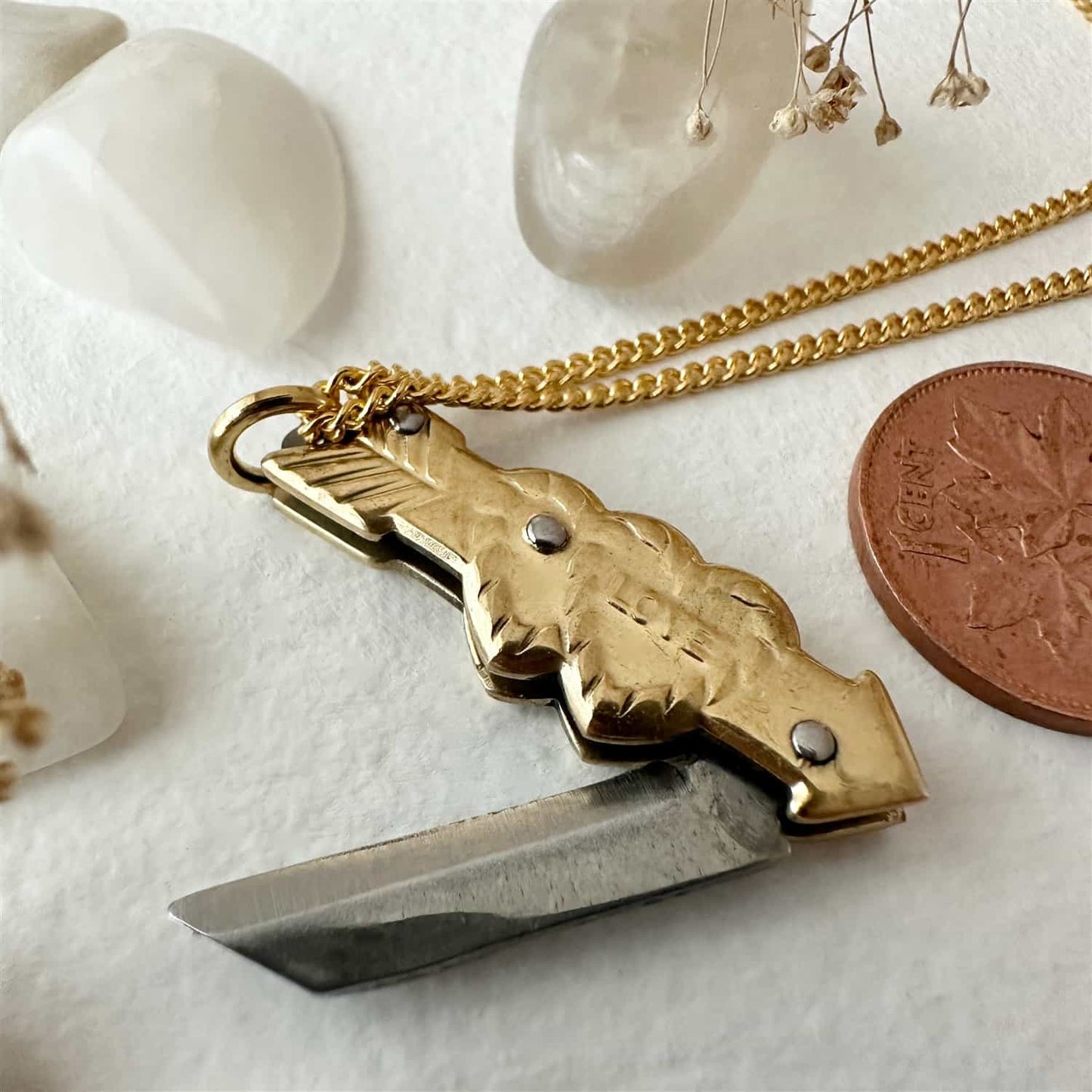Love Hurts - Hearts and Arrow Pocket Knife Charm Necklace