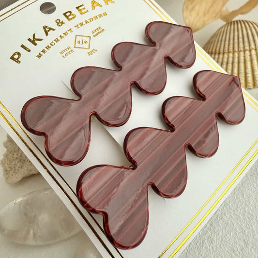 Love is a Battlefield Quadruple Heart Duckbill Hair Clip in Jasper