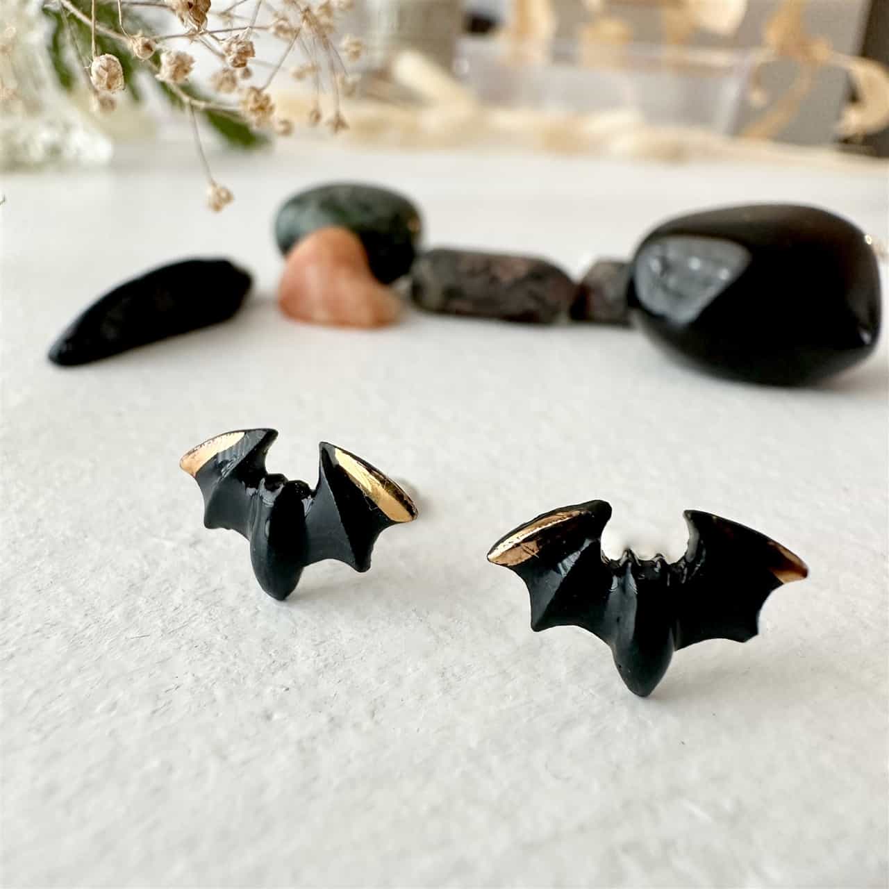 Lugosi - Porcelain Bat Stud Earrings