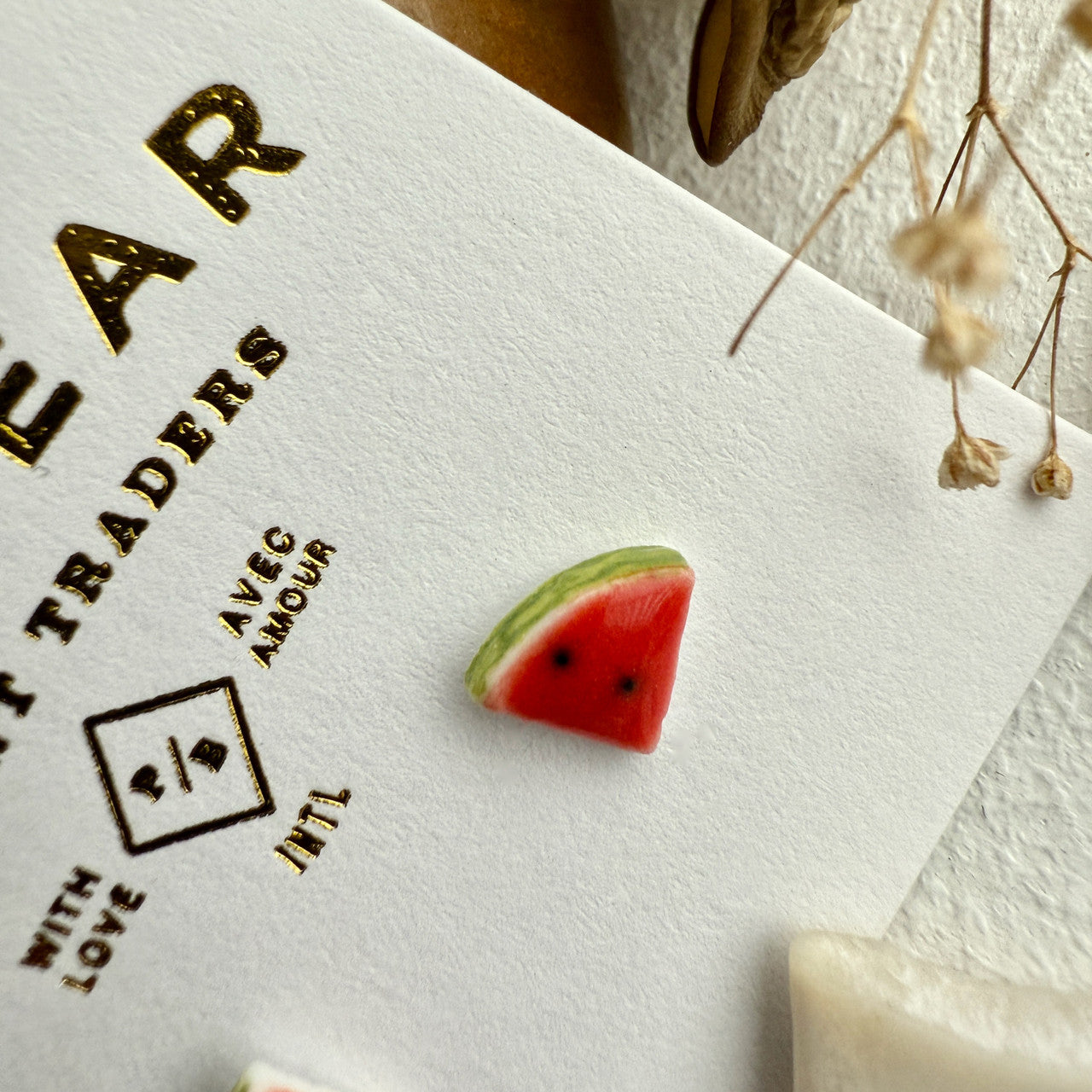 Melencia Porcelain Watermelon Slice Stud Earrings