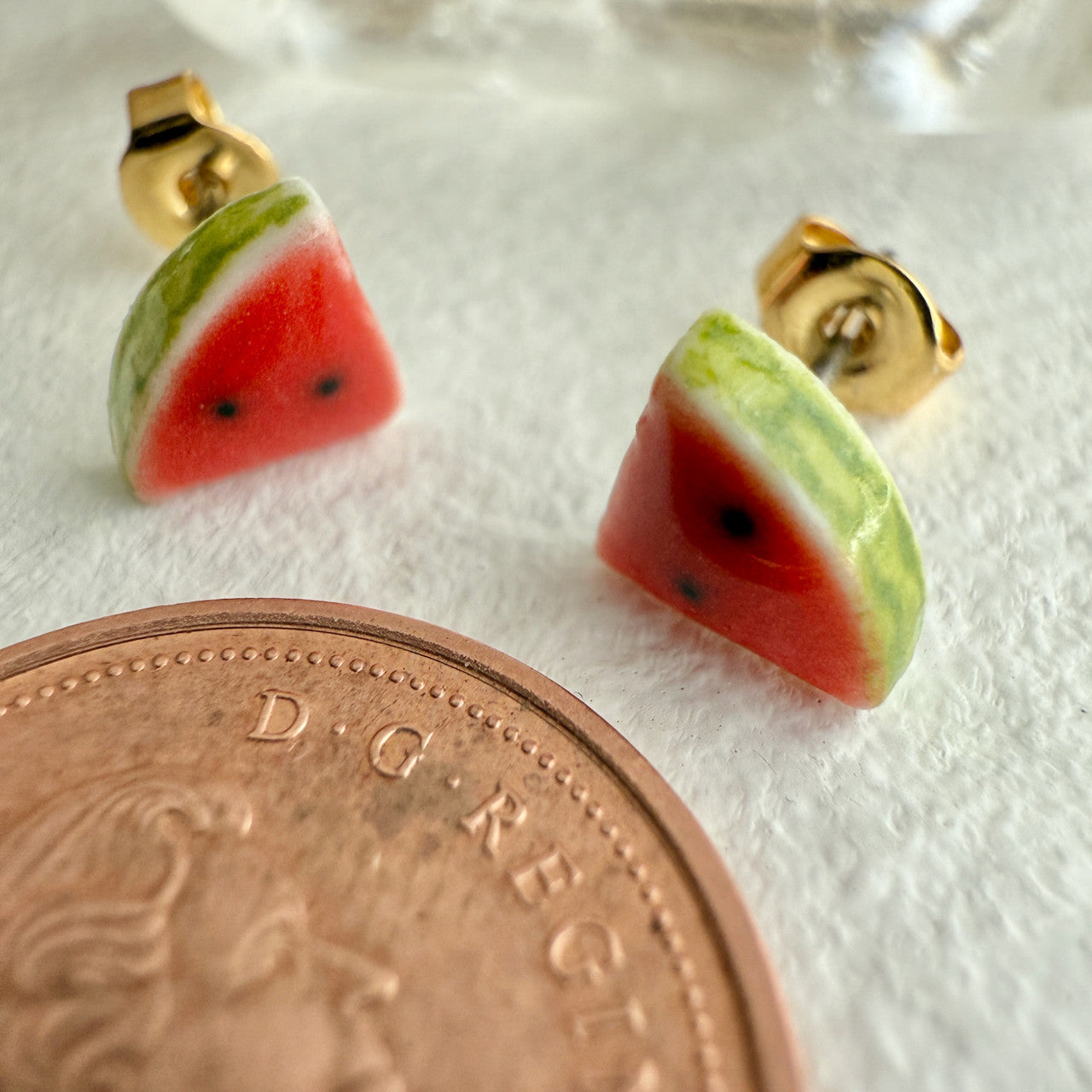 Melencia Porcelain Watermelon Slice Stud Earrings