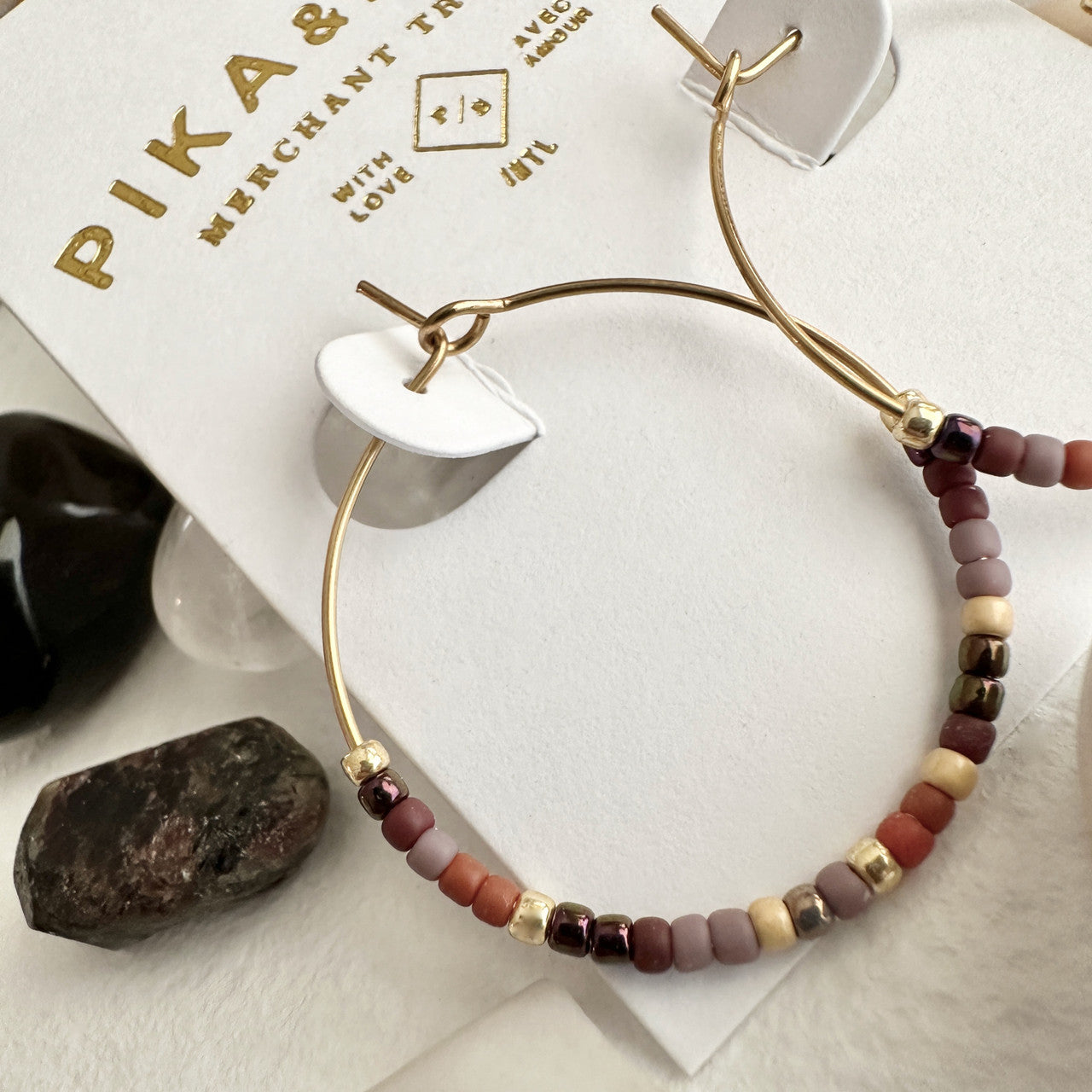Memphré Bead Hoop Earrings in Northern Lake