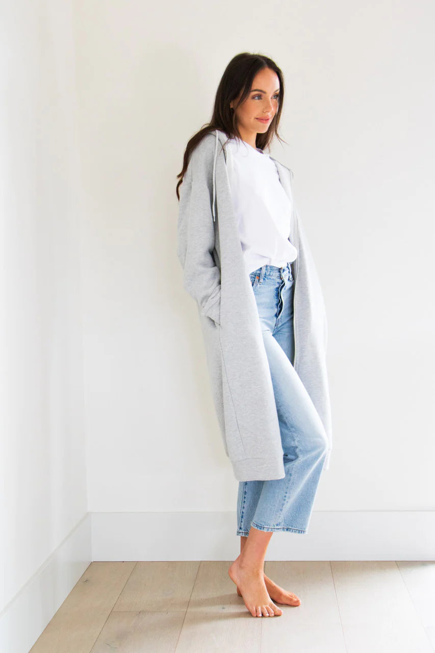 Mila Maxi Hoodie - Heather Grey