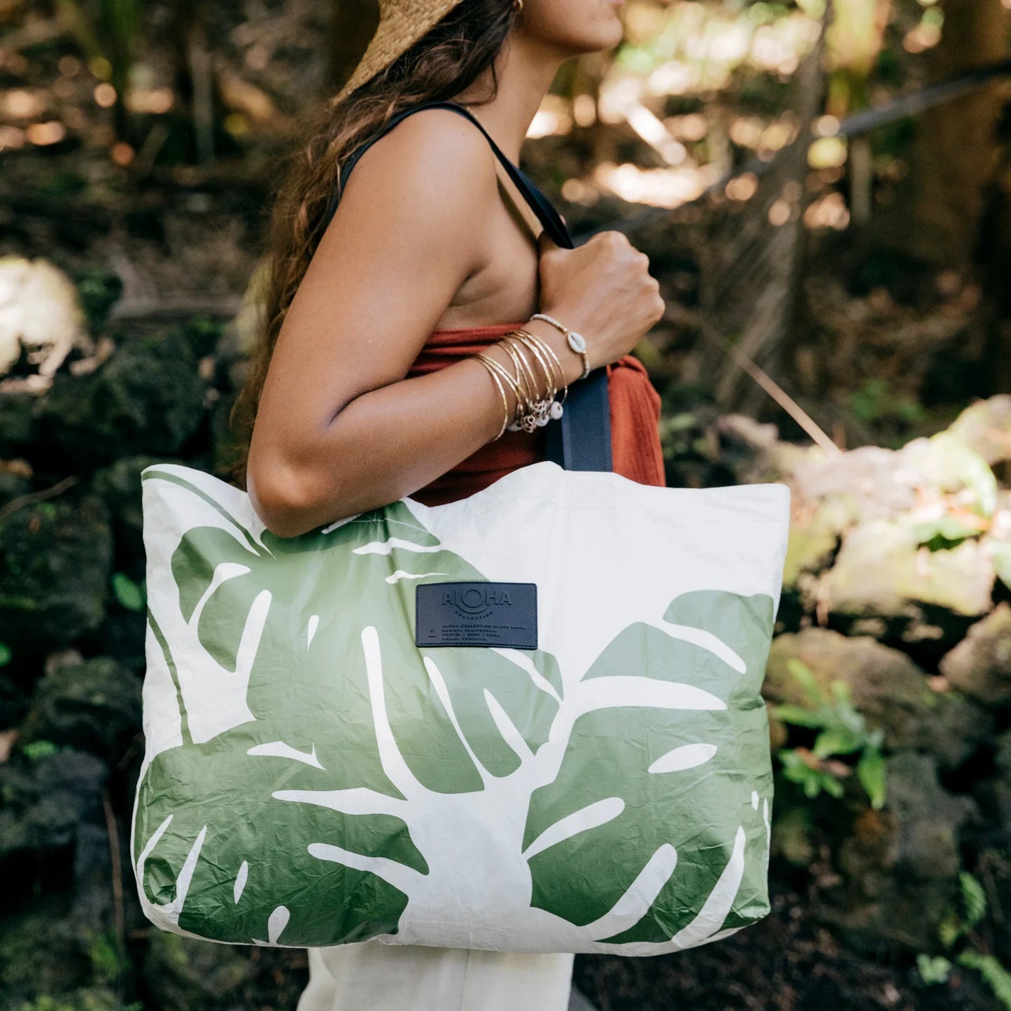 Monstera Holo Holo Reversible Tote - Seaweed