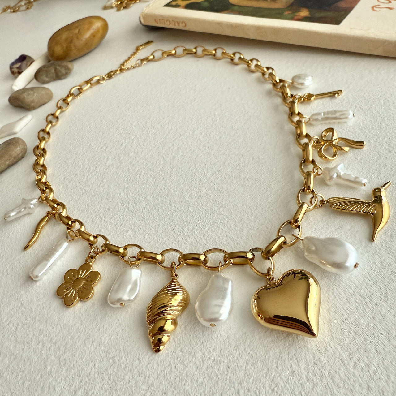 Calliope Charm Necklace in Gold
