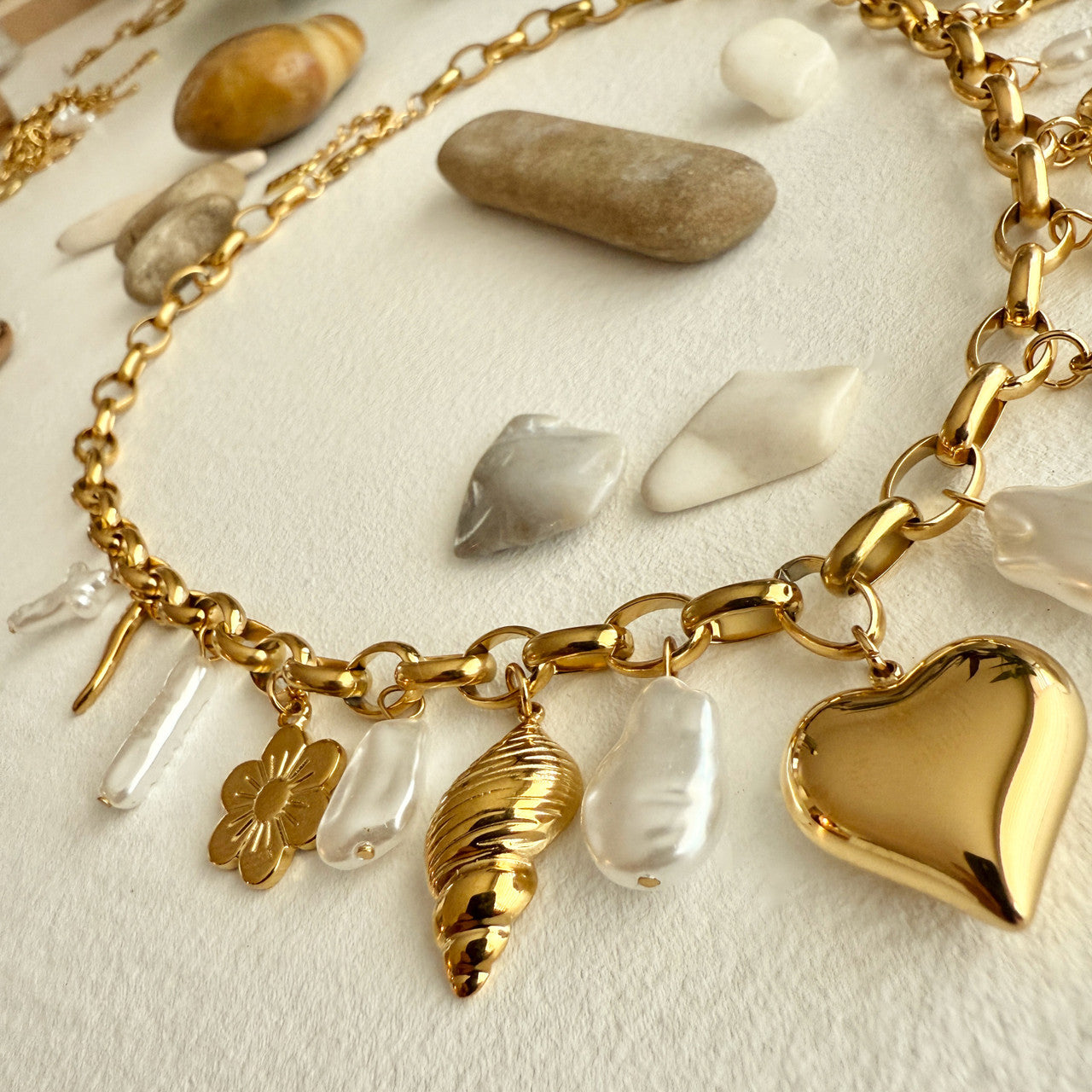 Calliope Charm Necklace in Gold