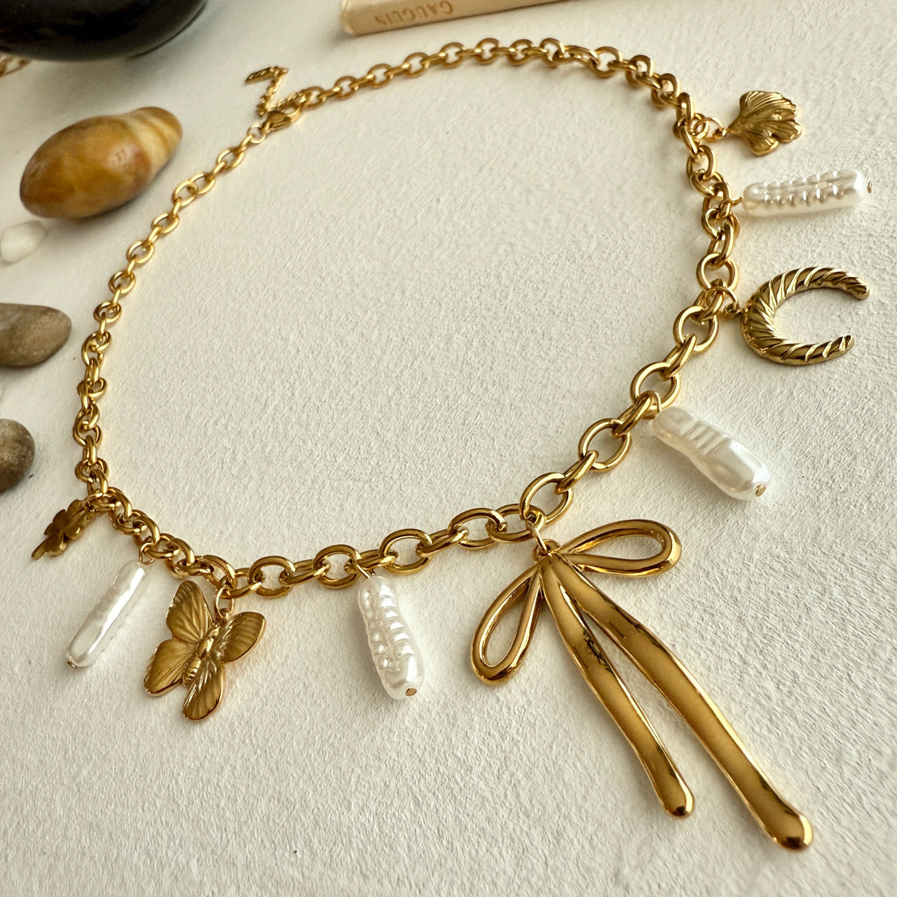 Zooey Charm Necklace in Gold