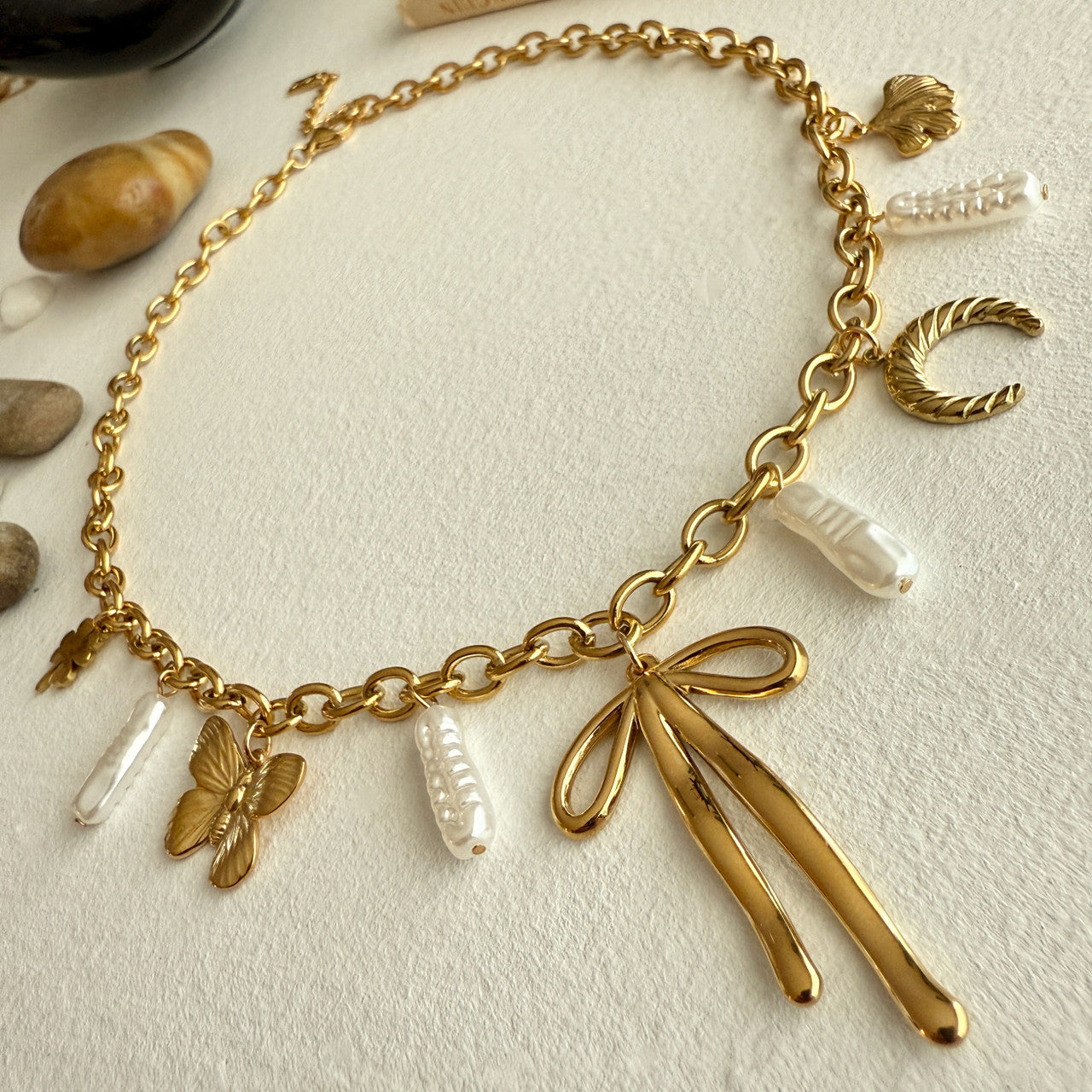 Zooey Charm Necklace in Gold