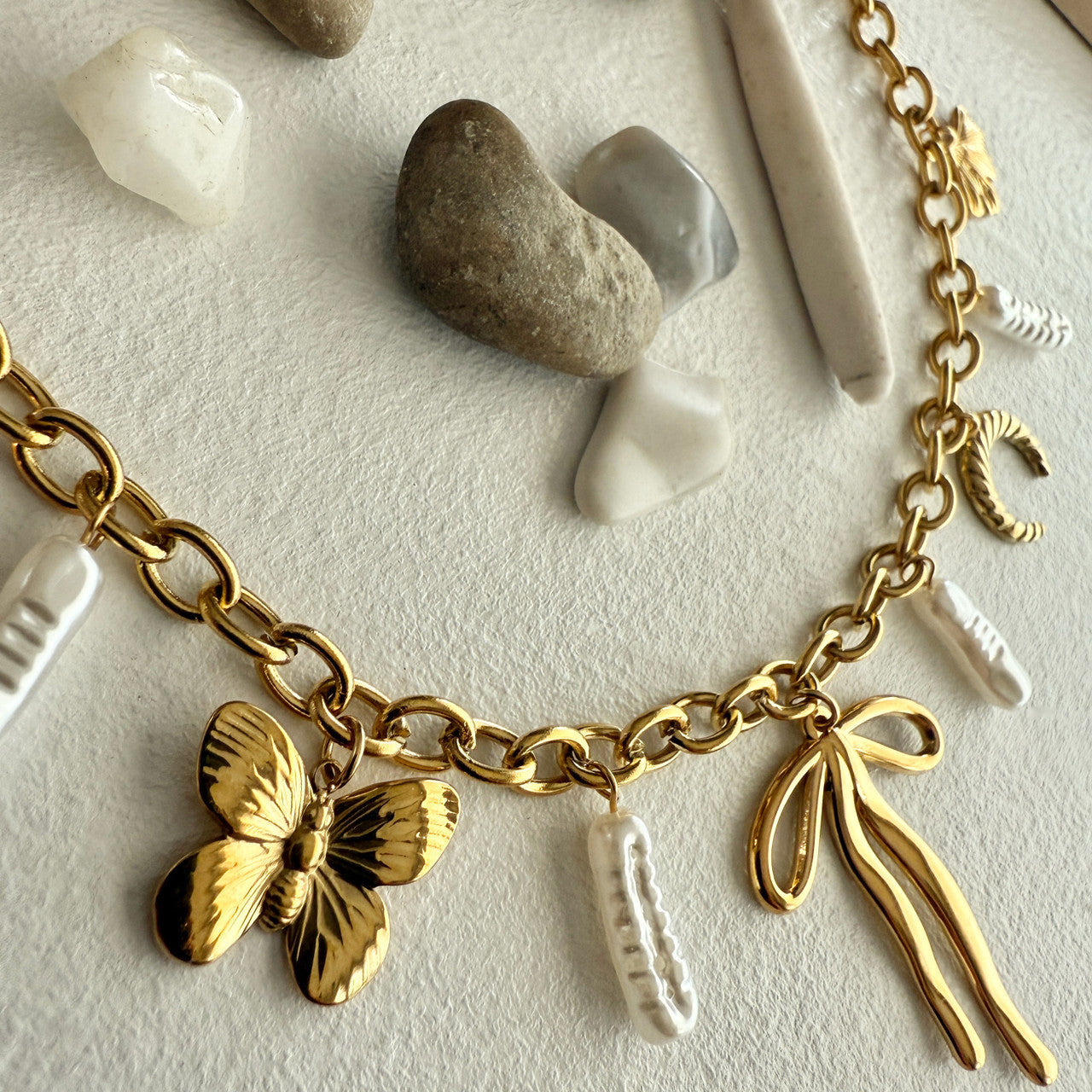 Zooey Charm Necklace in Gold