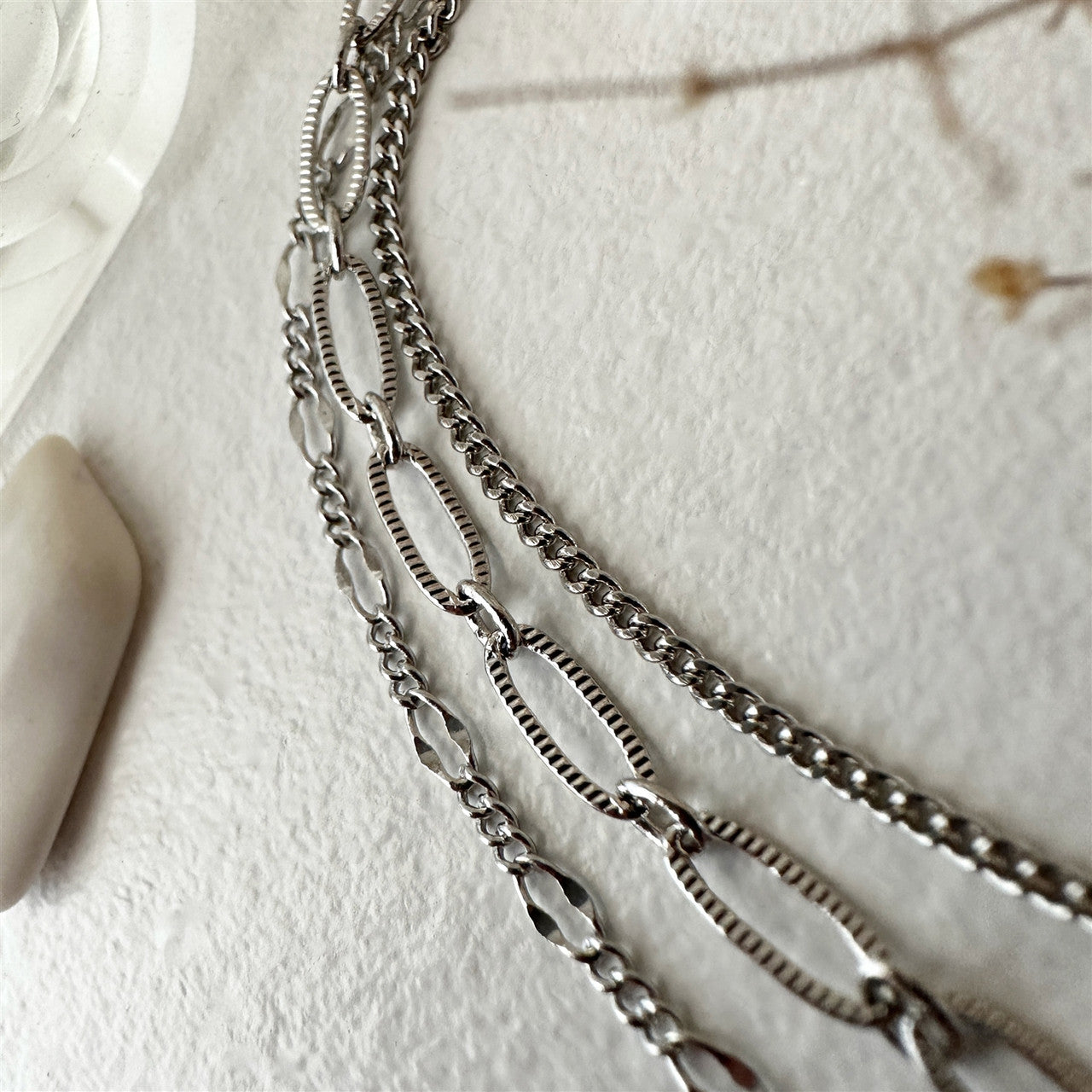 Nanaimo Triple Layer Textured Chain Bracelet - Silver