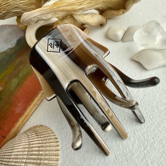 Nobra Mini Hair Claw in Horn