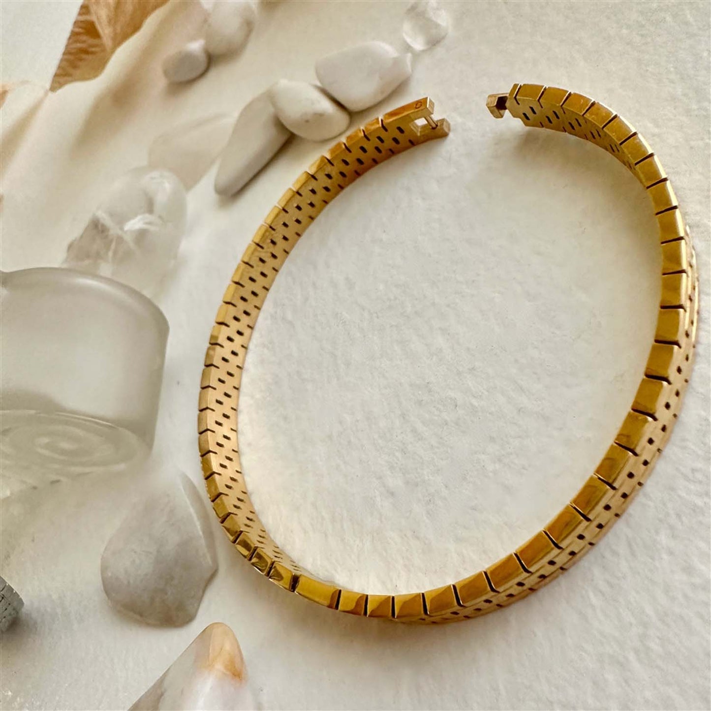 Oswald Old School Watch Style Bangle in Gold