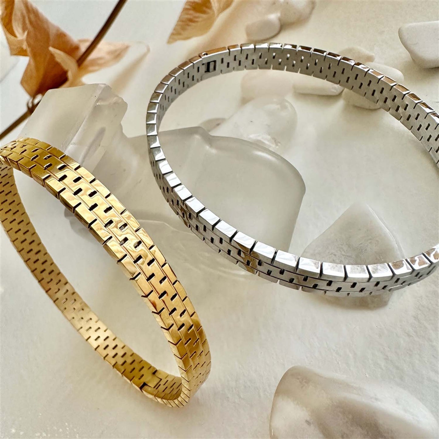 Oswald Old School Watch Style Bangle in Silver