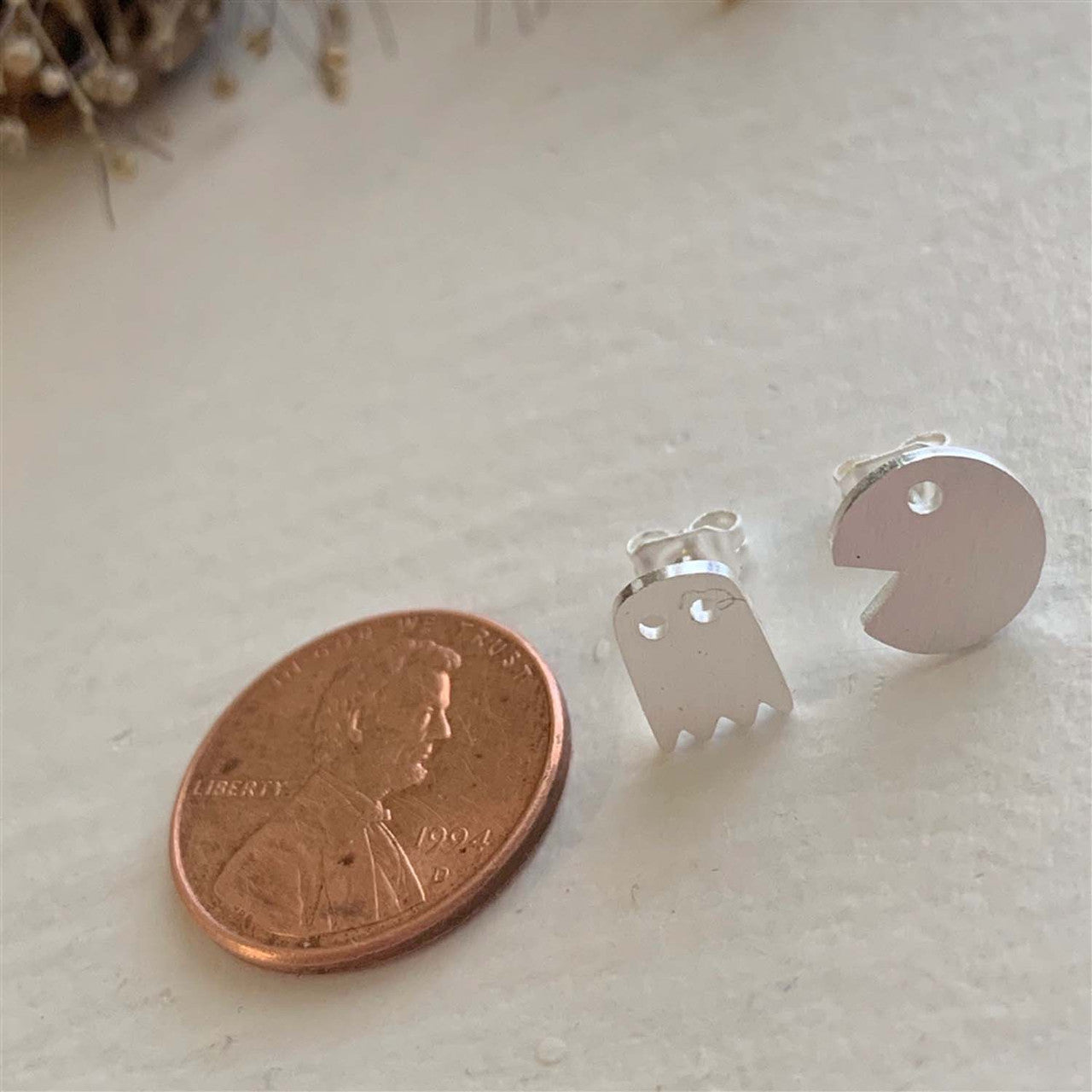Pac-Attack Arcade Stud Earrings - Silver