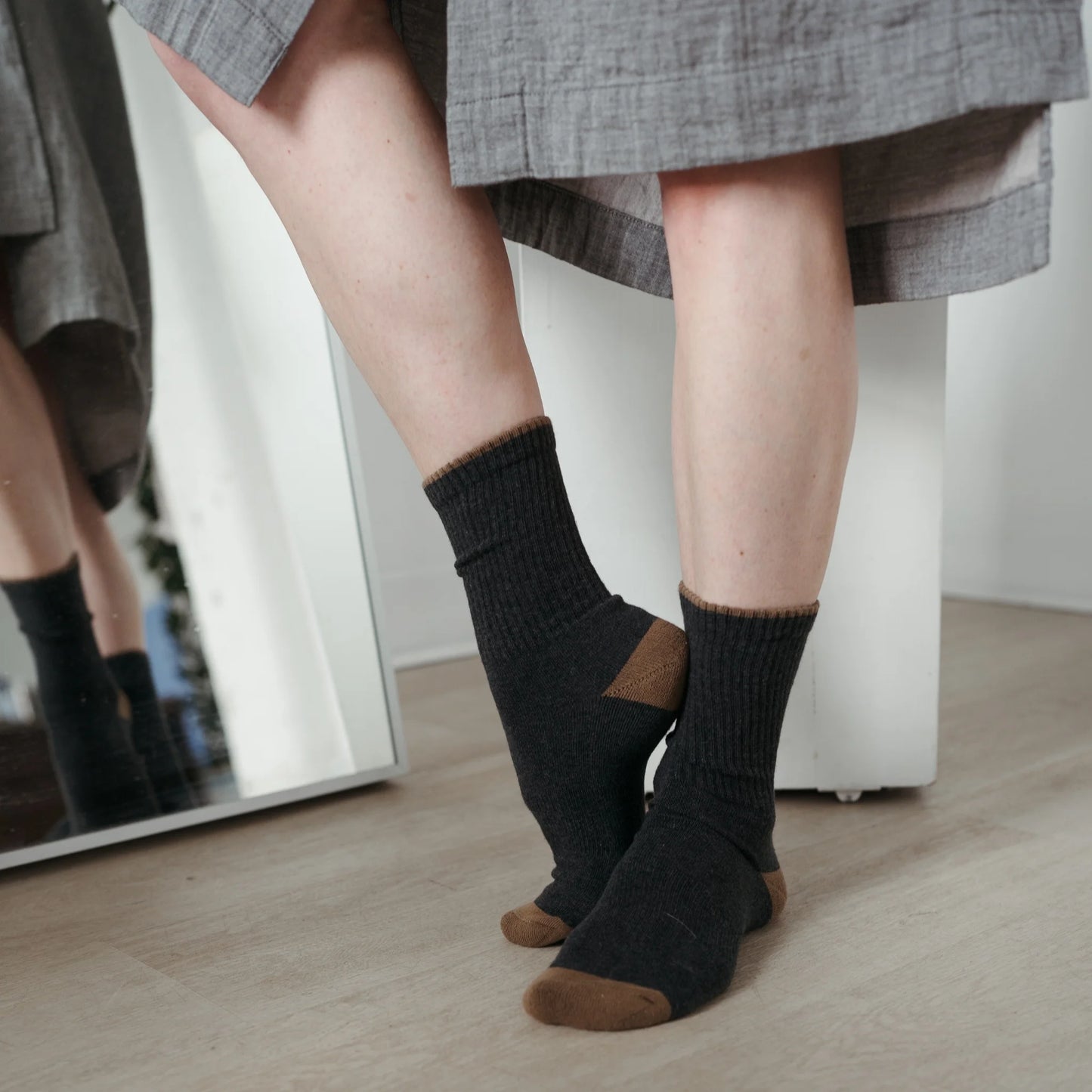 Pack of 2 Heel Toe Socks - Forest / Charcoal