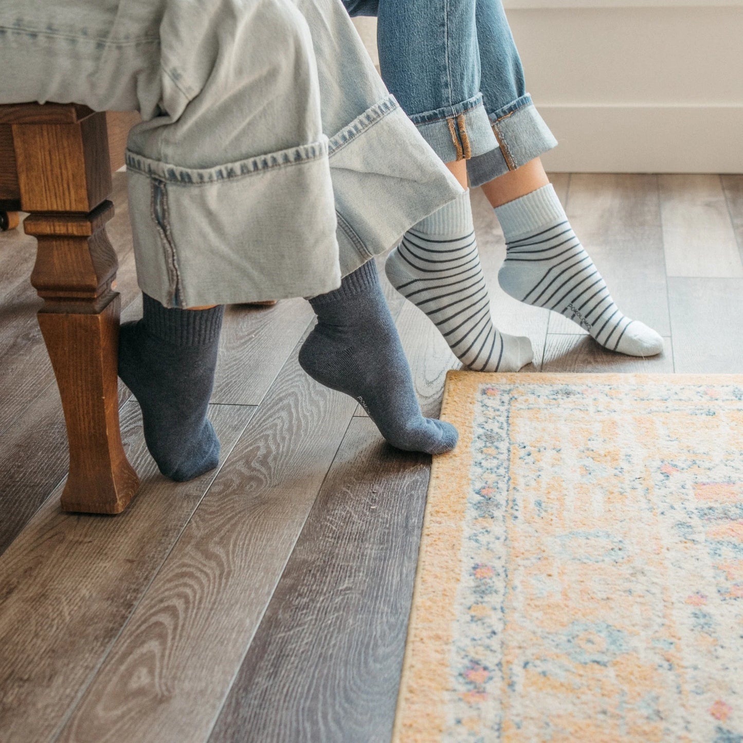 Pack of 2 Striped and Solid Pima Cotton Socks - Brooklyn Blues