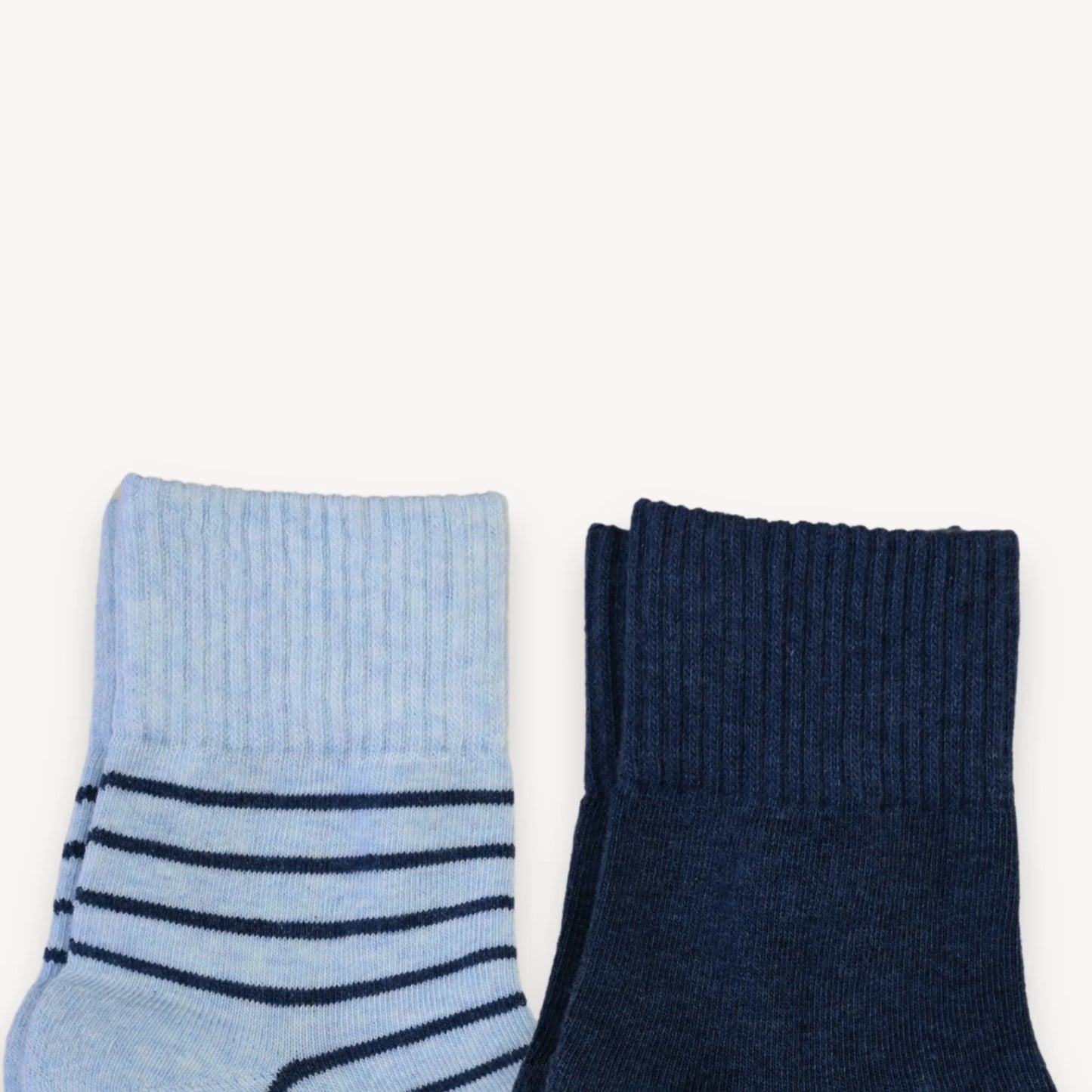 Pack of 2 Striped and Solid Pima Cotton Socks - Brooklyn Blues