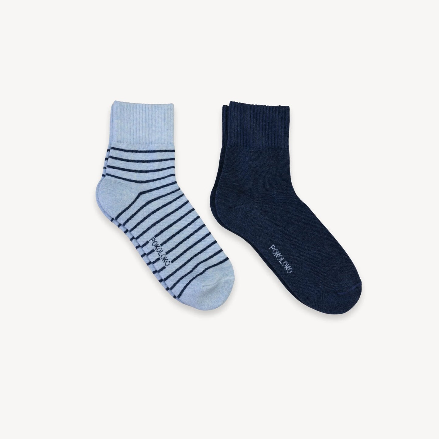 Pack of 2 Striped and Solid Pima Cotton Socks - Brooklyn Blues