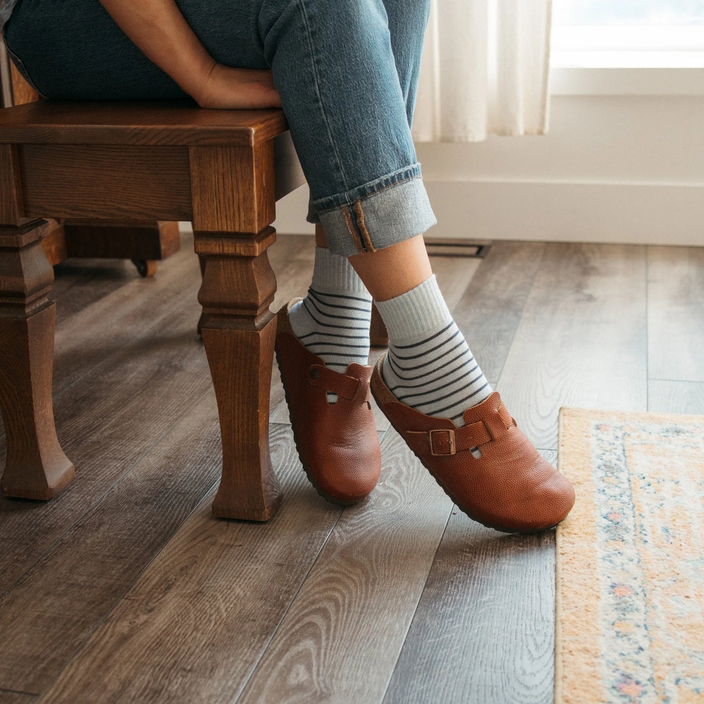 Pack of 2 Striped and Solid Pima Cotton Socks - Brooklyn Blues
