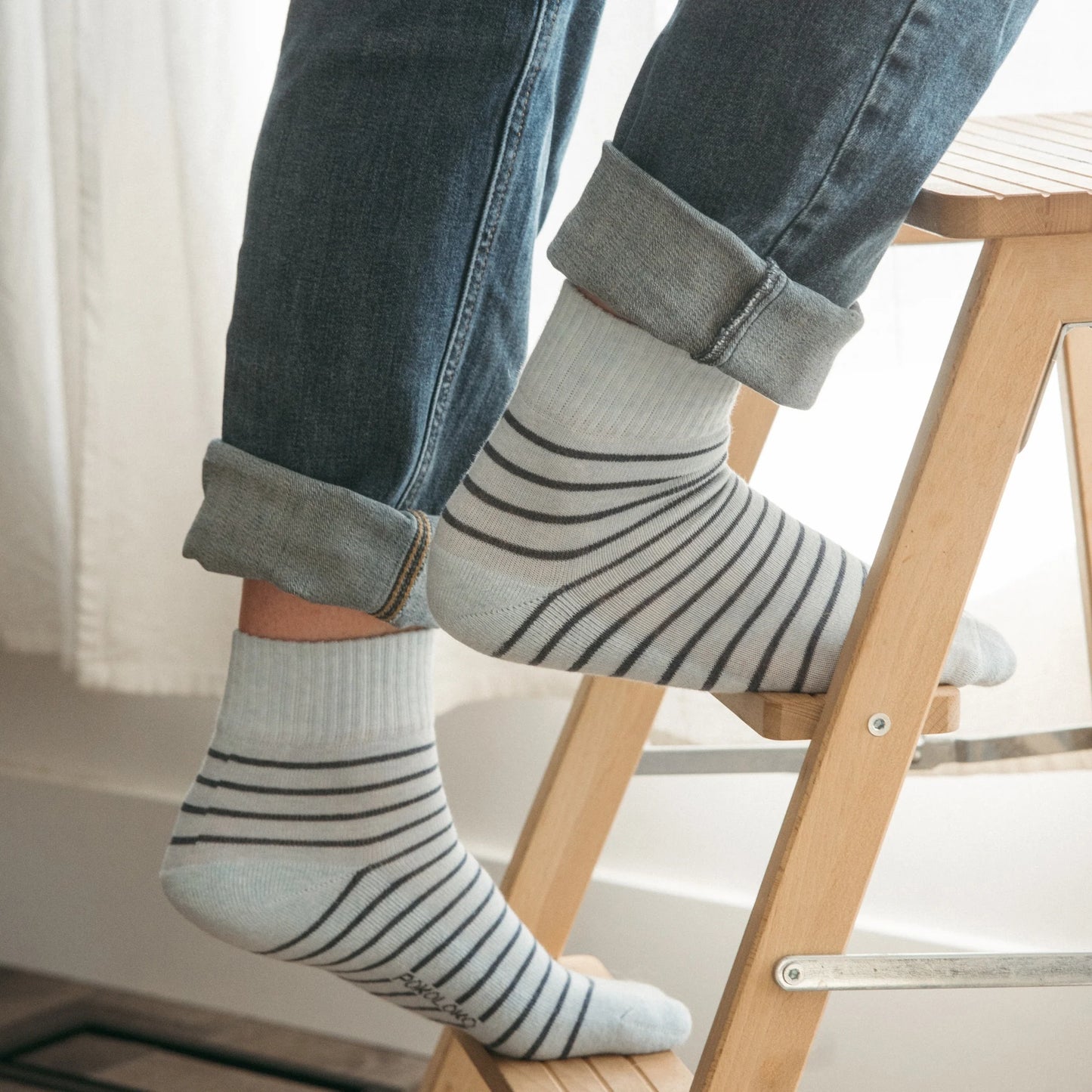 Pack of 2 Striped and Solid Pima Cotton Socks - Brooklyn Blues