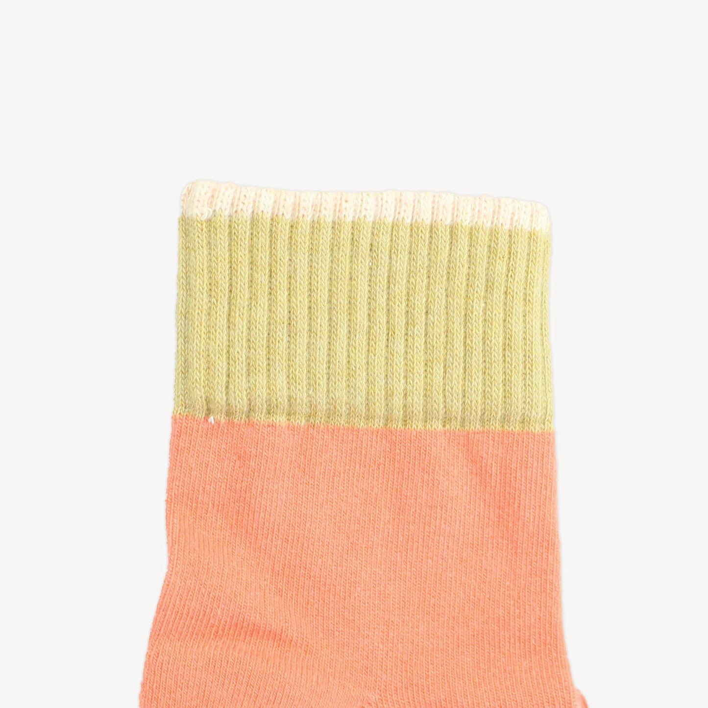Pima Cotton Block Socks - Melon / Beige