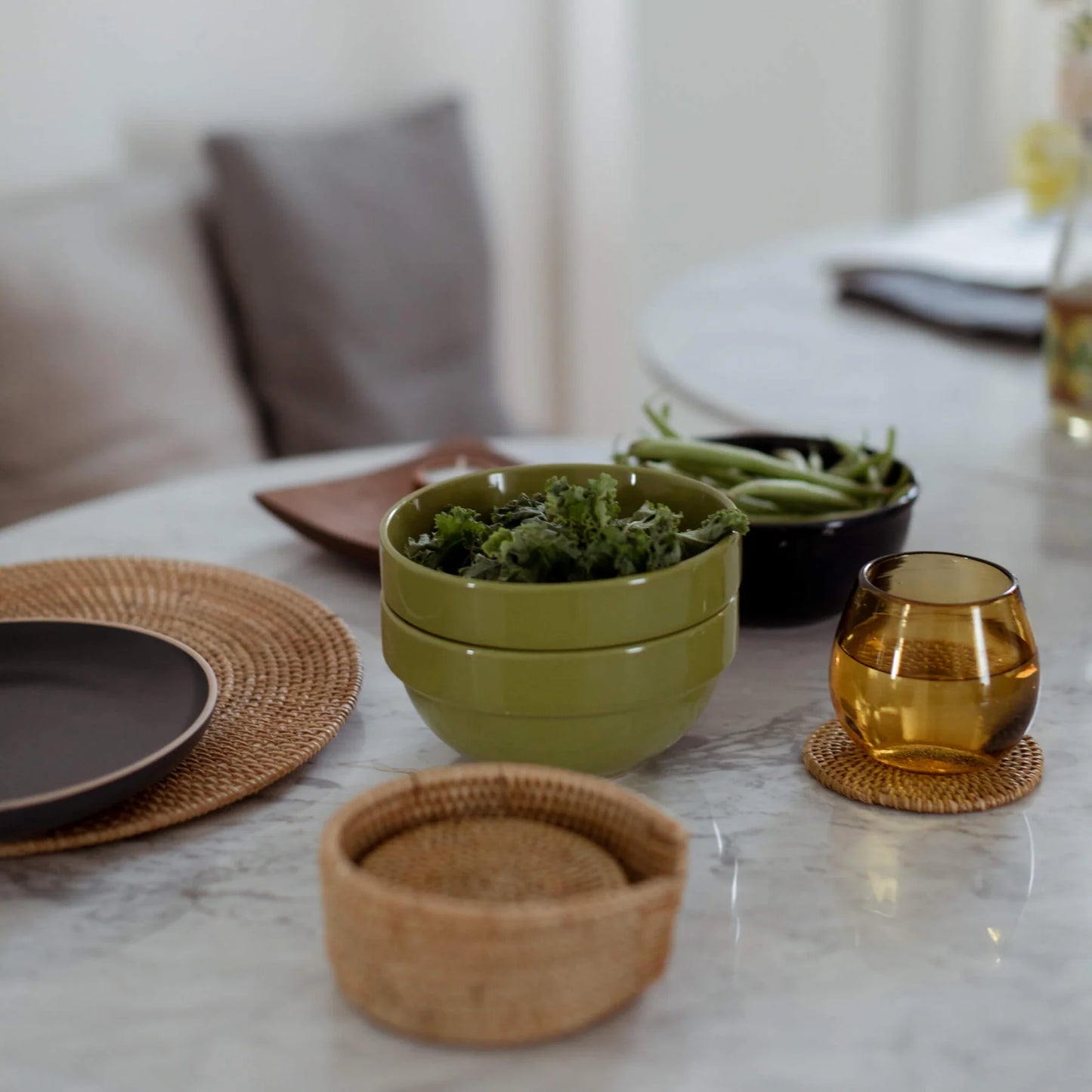 Rattan Coaster Set of 6 - Natural