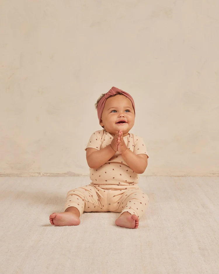 Ribbed Short Sleeve Tee and Legging Set - Strawberries