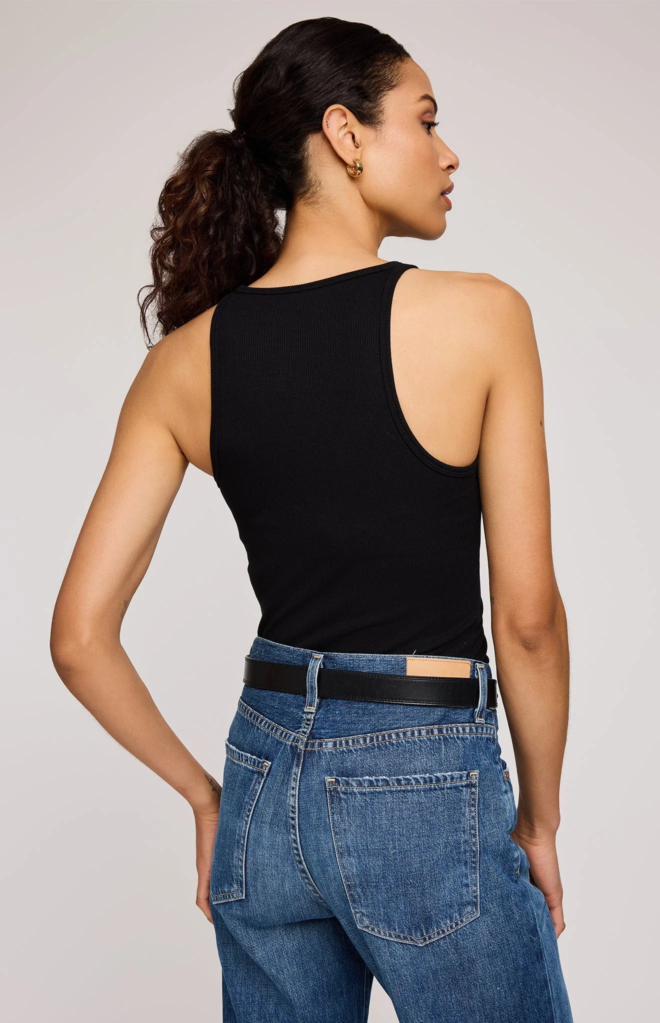 Ronan Ribbed Tank - Black