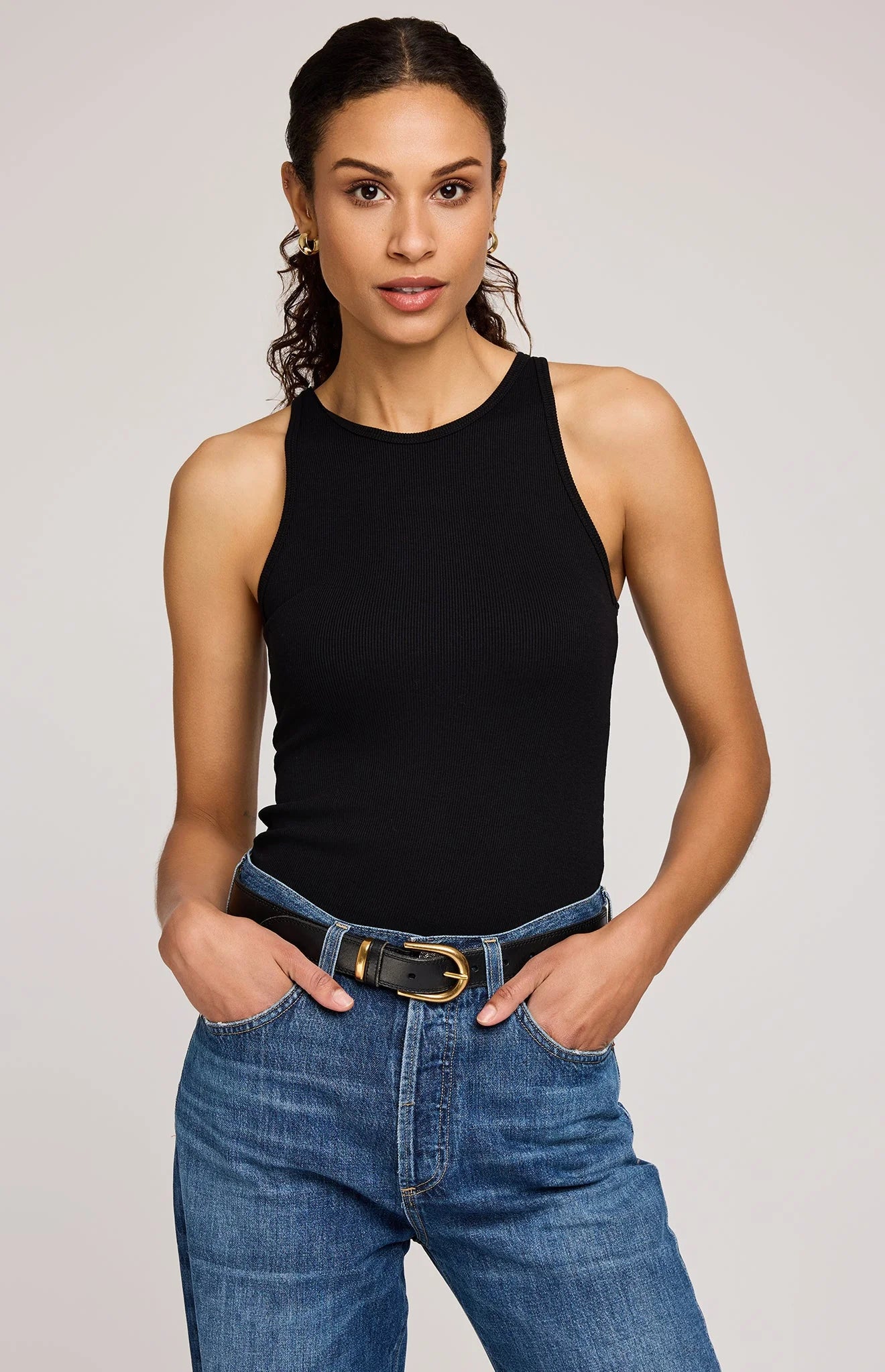 Ronan Ribbed Tank - Black
