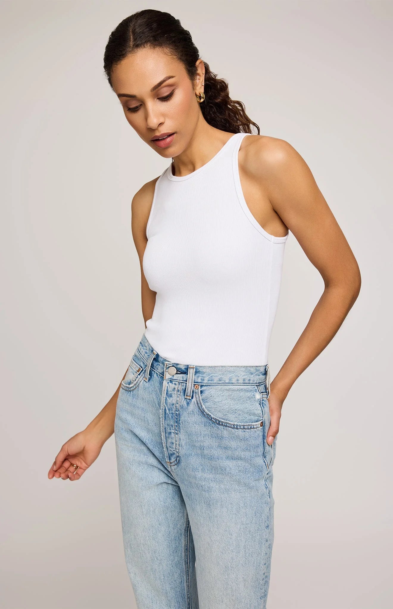 Ronan Ribbed Tank - White