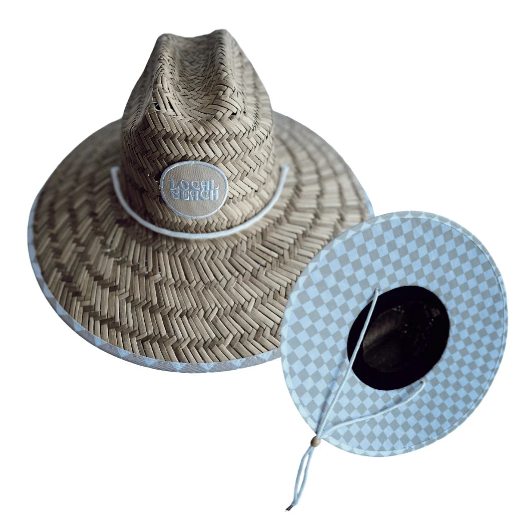 Sand Checker Adult Lifeguard Hat - Straw