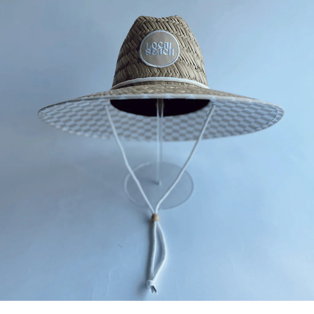 Sand Checker Adult Lifeguard Hat - Straw