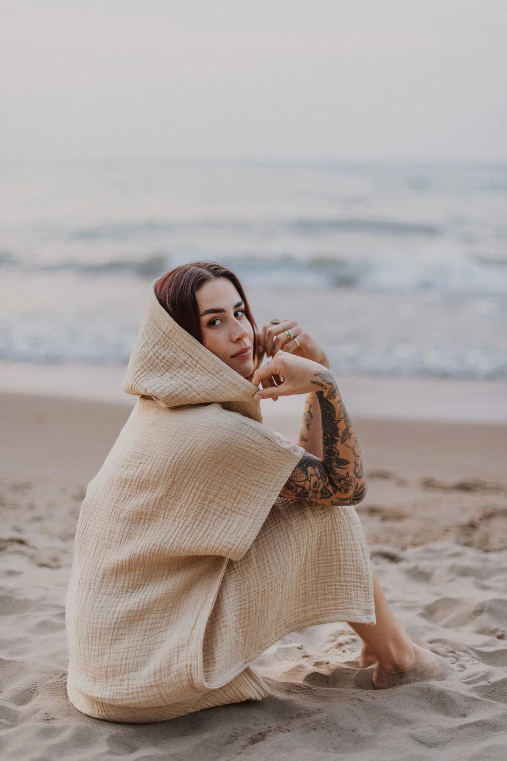 Shoreline Poncho - Sand