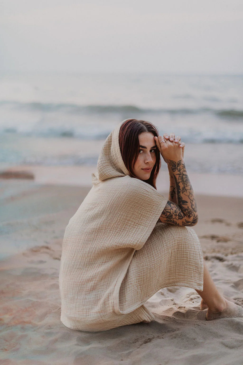Shoreline Poncho - Sand