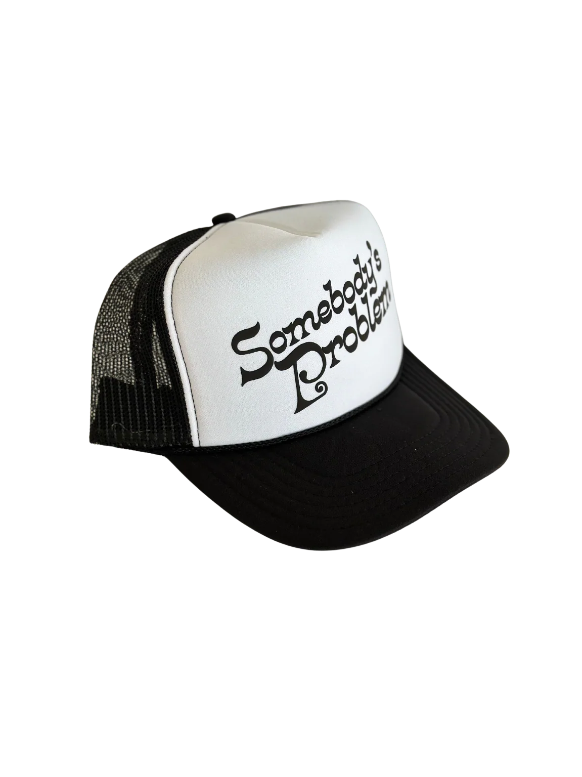 Somebody's Problem Trucker Hat - Black + White