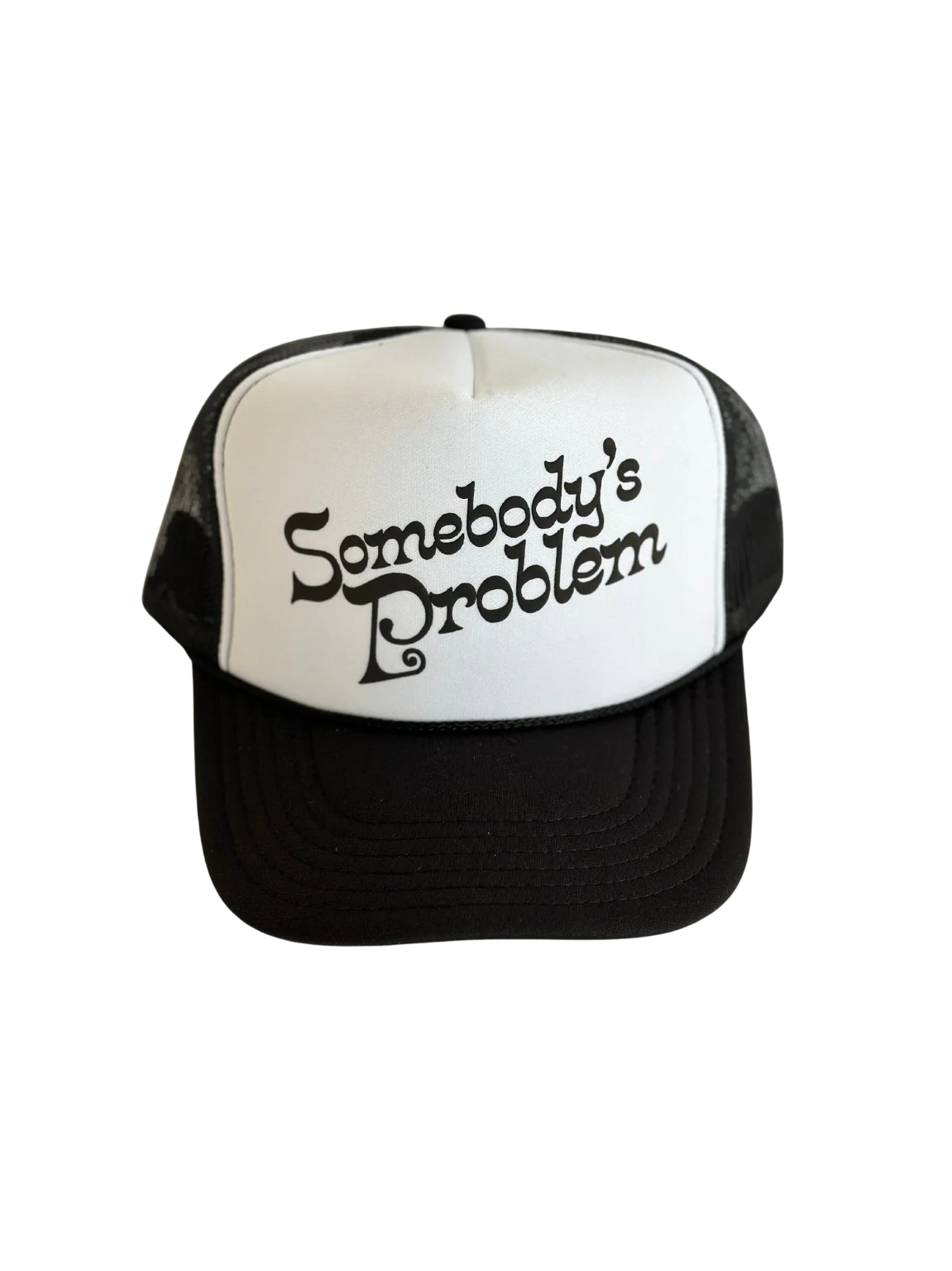 Somebody's Problem Trucker Hat - Black + White