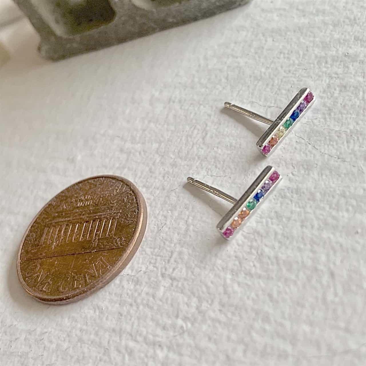 Stonewall Rainbow Crystal Stud Earrings in Sterling Silver