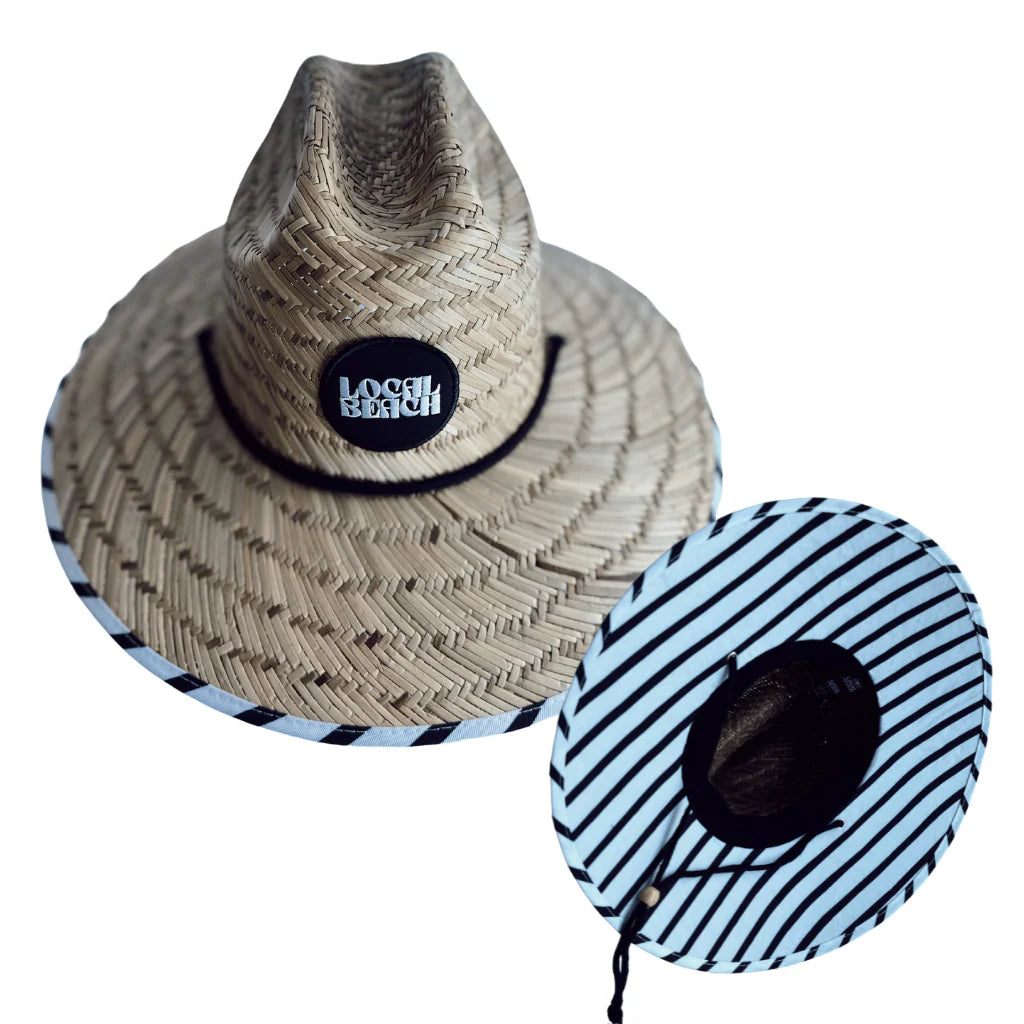 Striped Adult Lifeguard Hat - Straw