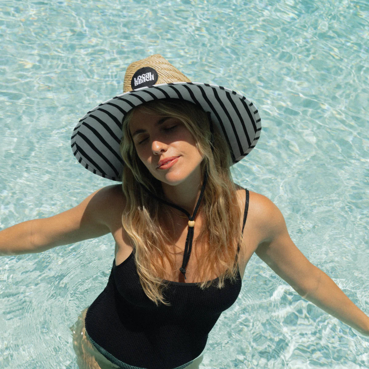 Striped Adult Lifeguard Hat - Straw