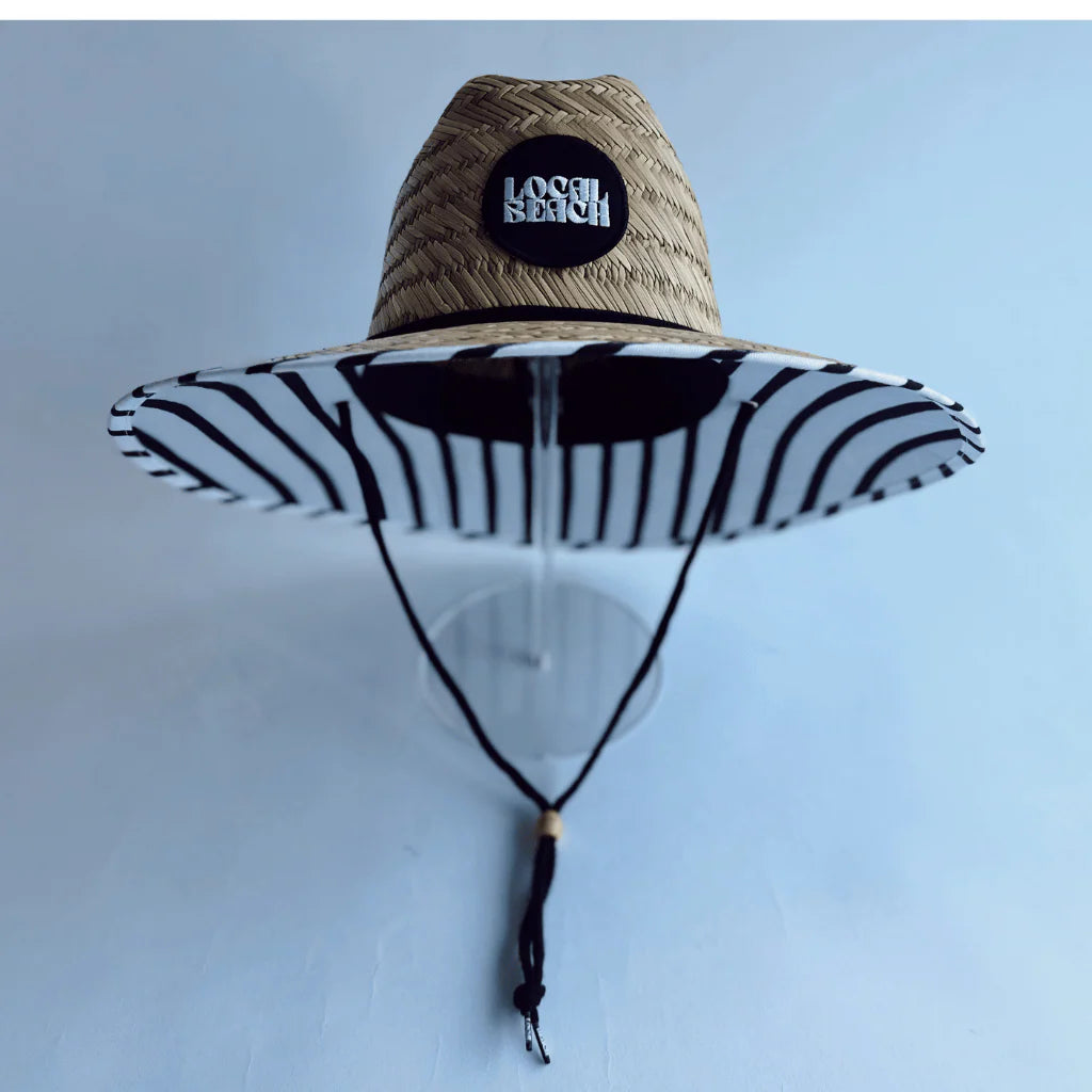 Striped Adult Lifeguard Hat - Straw