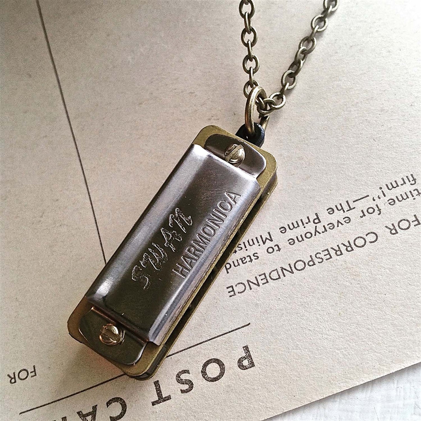 The Key of C Miniature Swan Harmonica Necklace