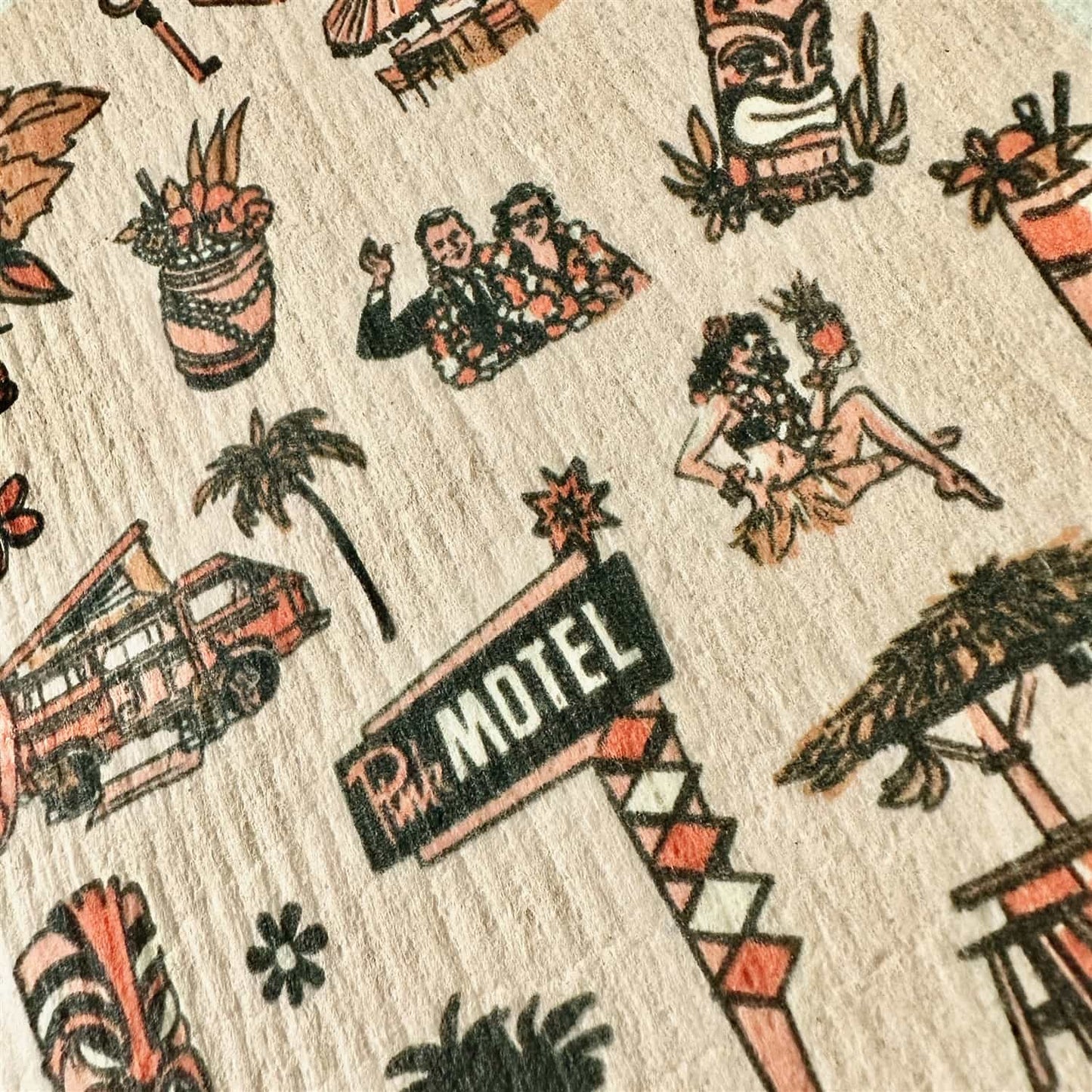 Tiki Tiki Tiki Hawaiian Design Swedish Dishcloth